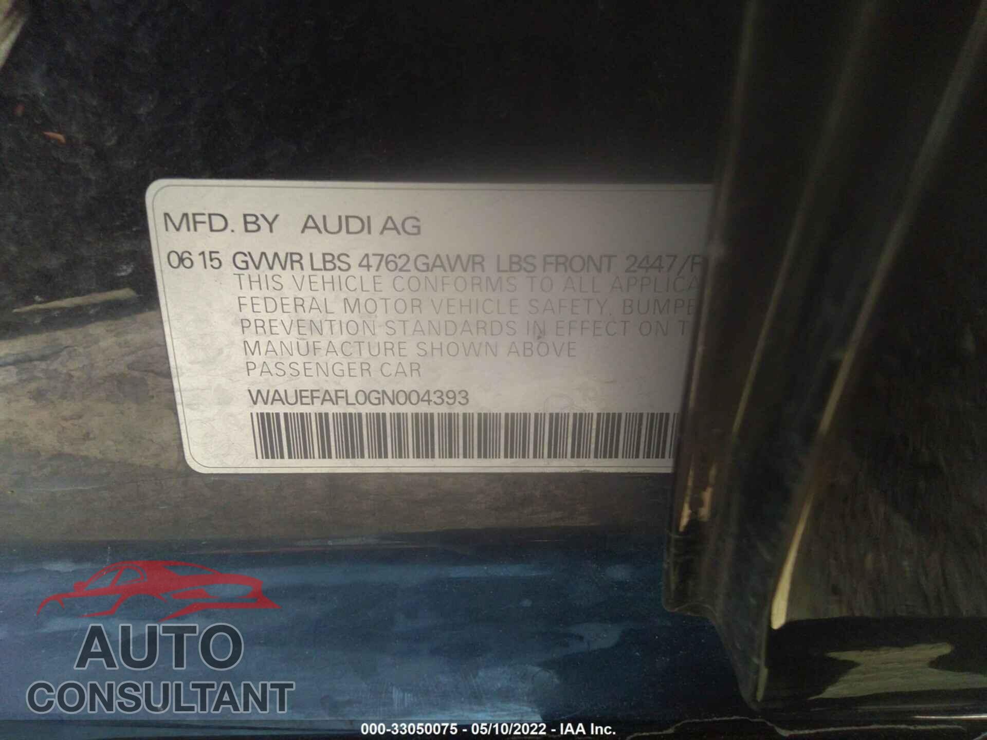 AUDI A4 2016 - WAUEFAFL0GN004393