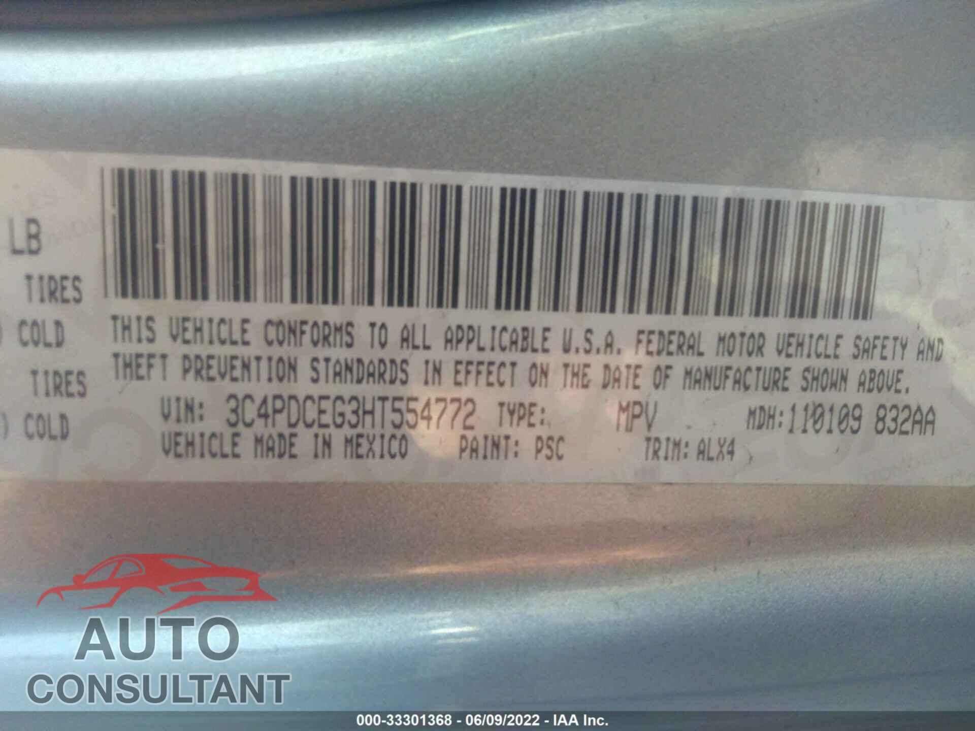 DODGE JOURNEY 2017 - 3C4PDCEG3HT554772