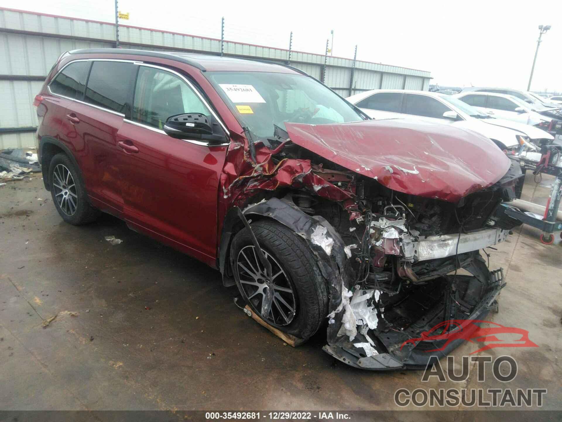 TOYOTA HIGHLANDER 2017 - 5TDJZRFH8HS464299