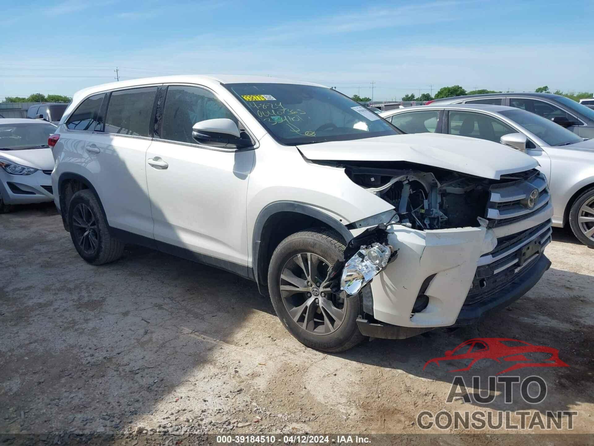 TOYOTA HIGHLANDER 2019 - 5TDZZRFH0KS354101