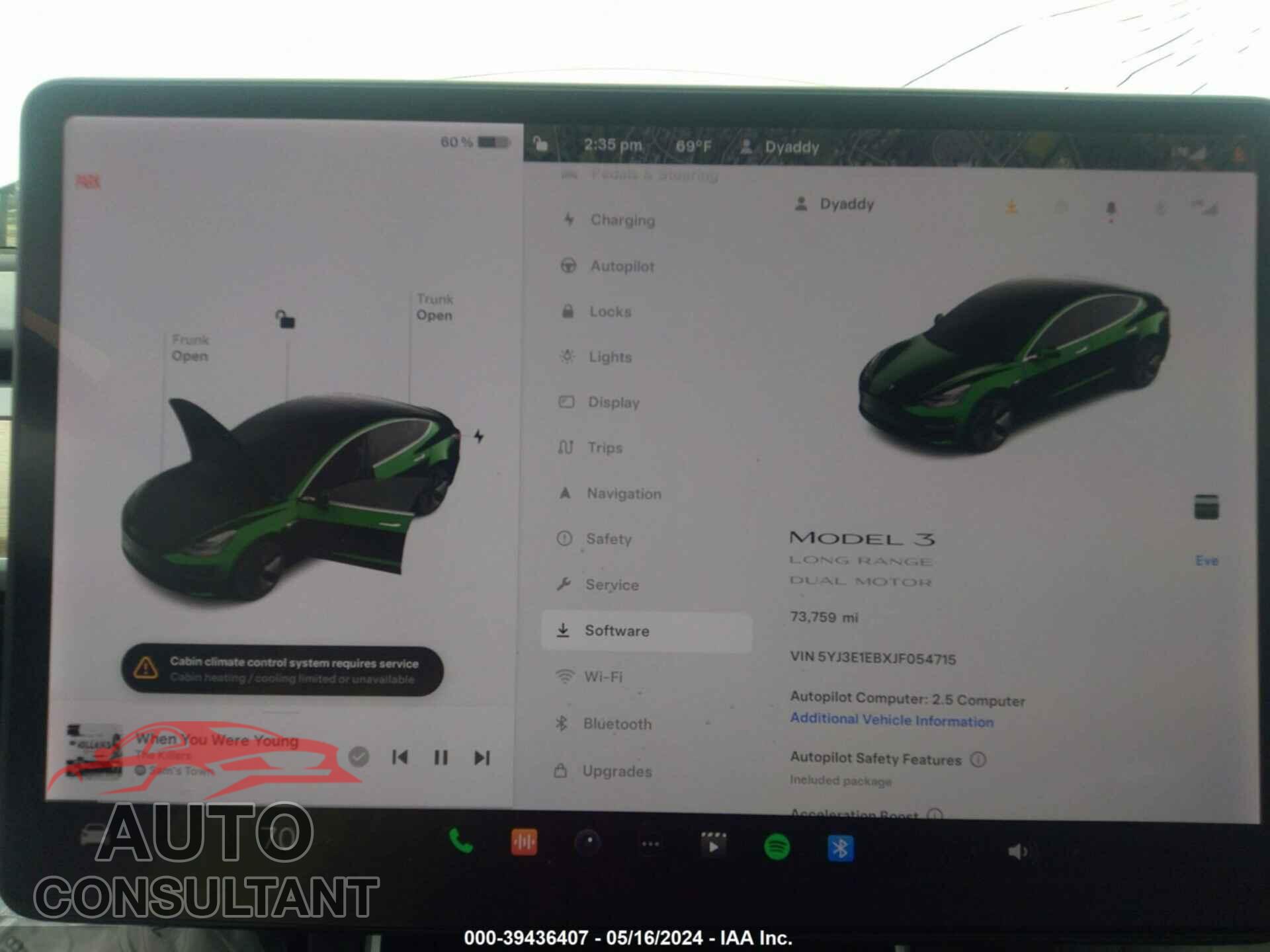 TESLA MODEL 3 2018 - 5YJ3E1EBXJF054715