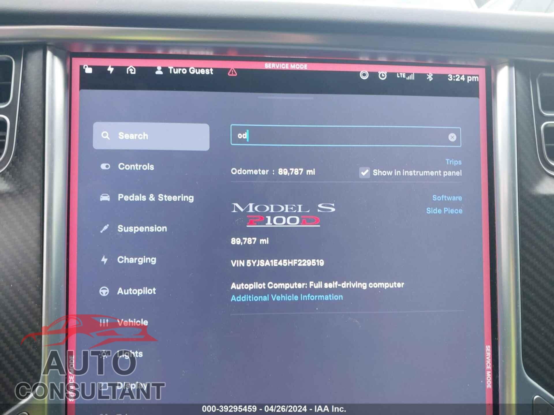 TESLA MODEL S 2017 - 5YJSA1E45HF229519