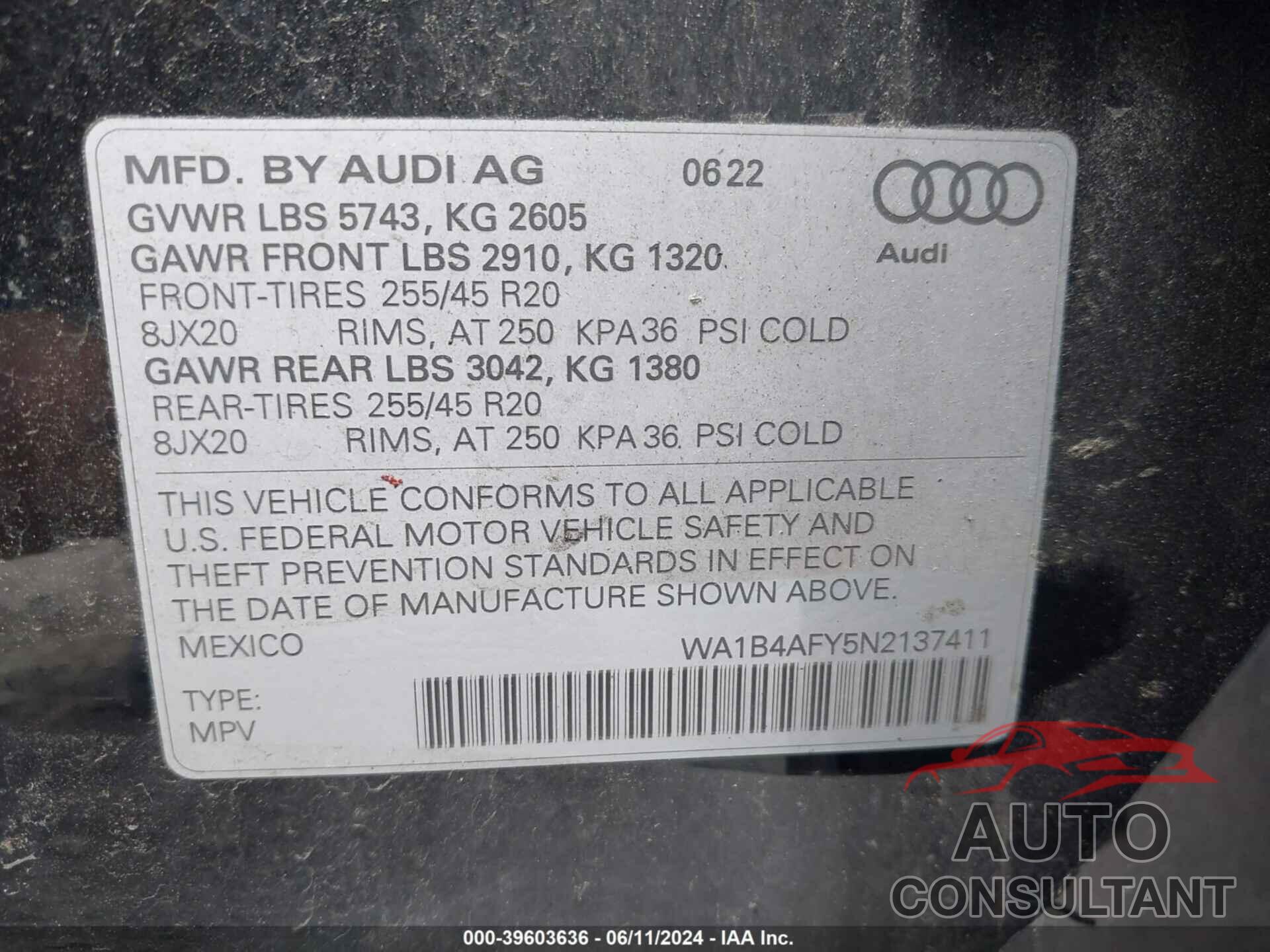 AUDI SQ5 2022 - WA1B4AFY5N2137411