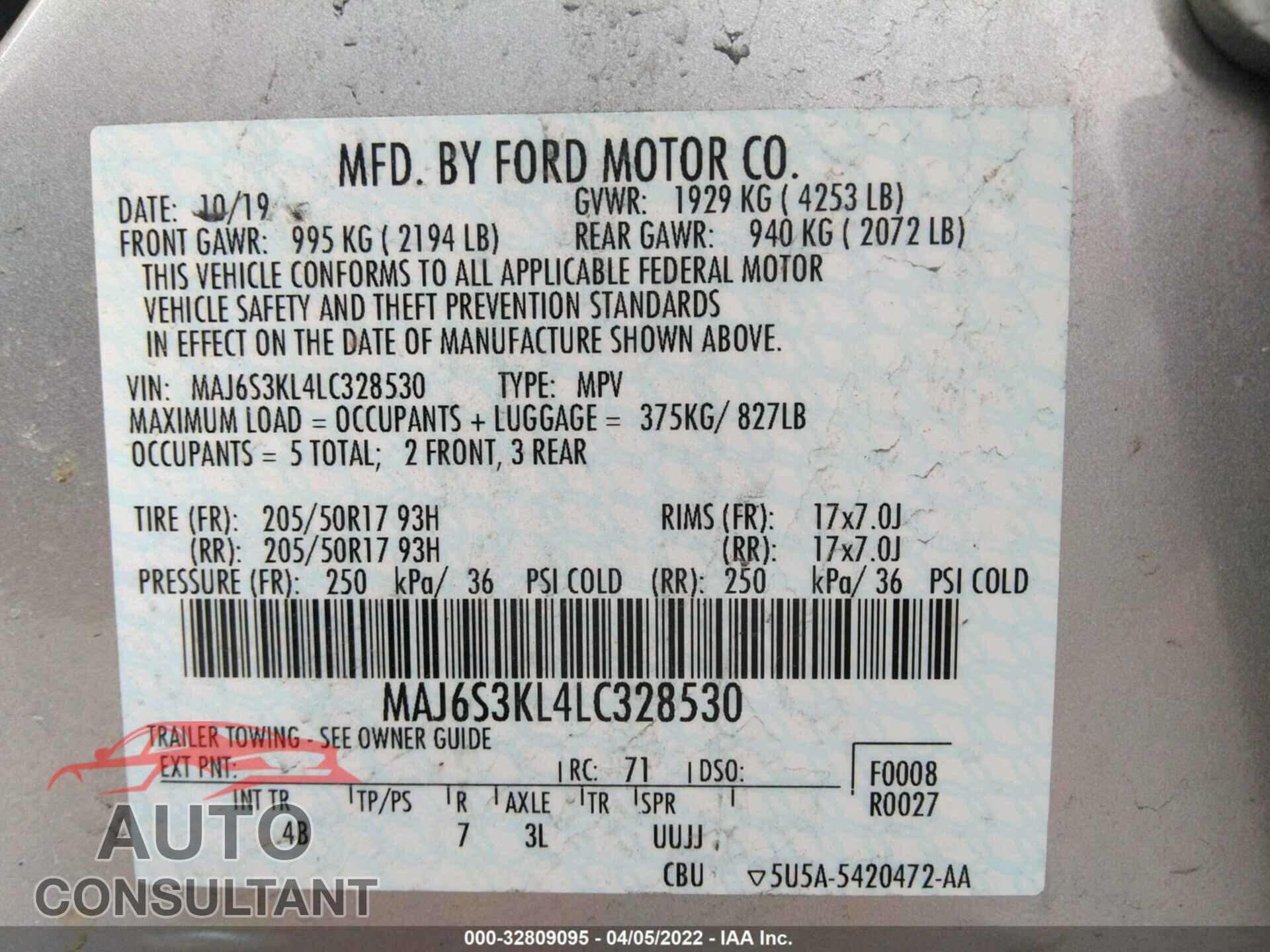 FORD ECOSPORT 2020 - MAJ6S3KL4LC328530