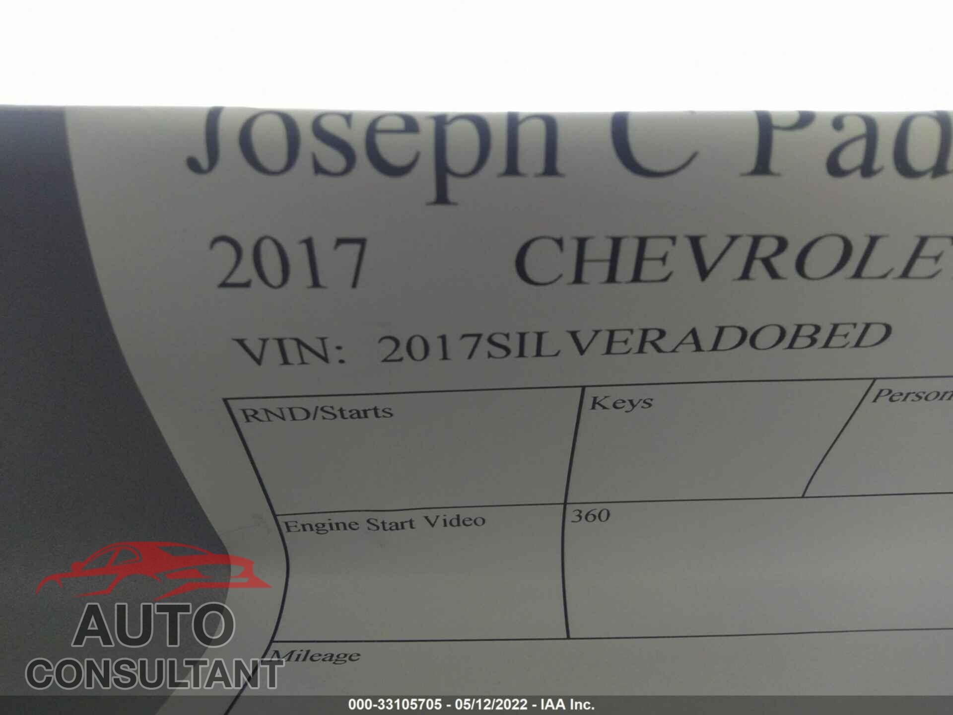 CHEVROLET SILVERADO 1500 2017 - 1111             