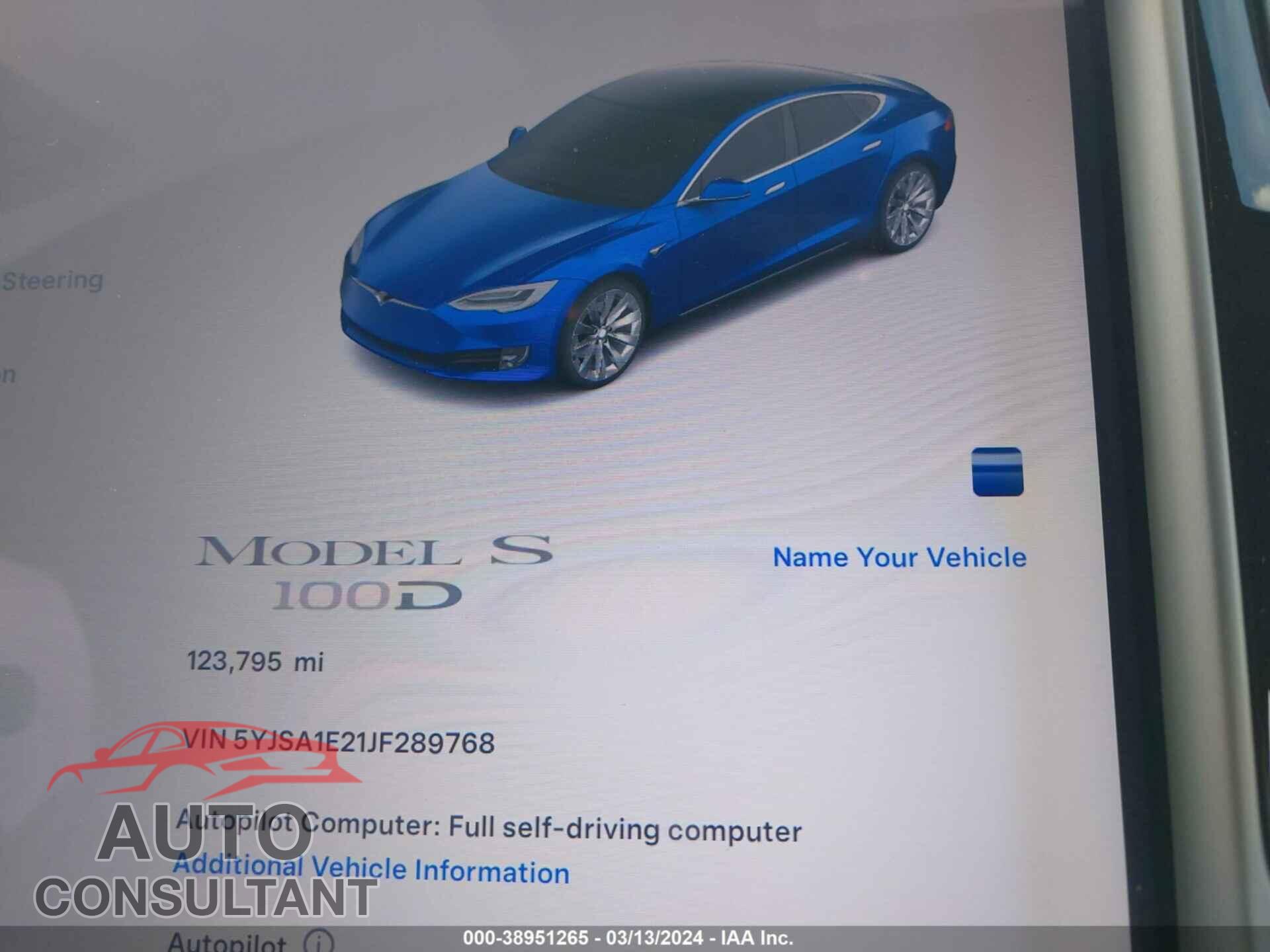 TESLA MODEL S 2018 - 5YJSA1E21JF289768