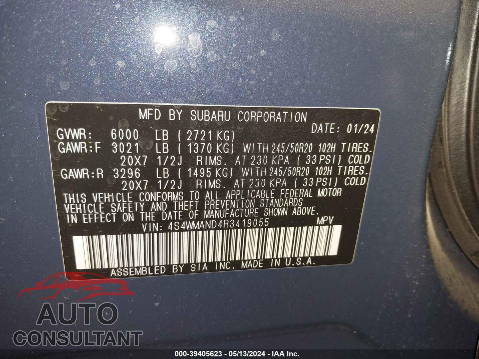 SUBARU ASCENT 2024 - 4S4WMAND4R3419055