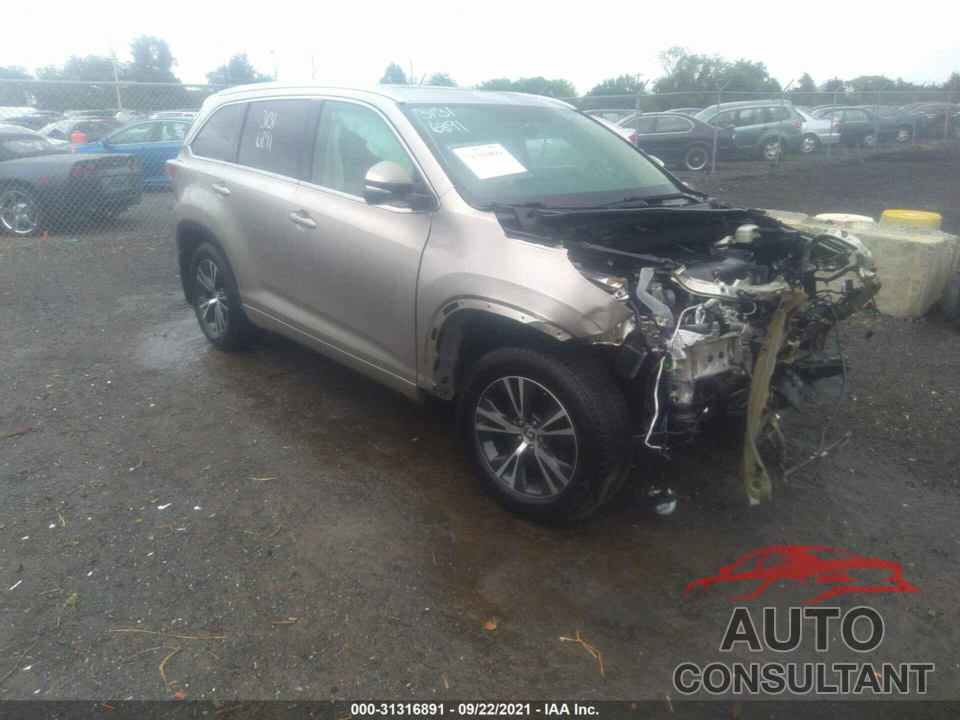 TOYOTA HIGHLANDER 2016 - 5TDJKRFH5GS241317
