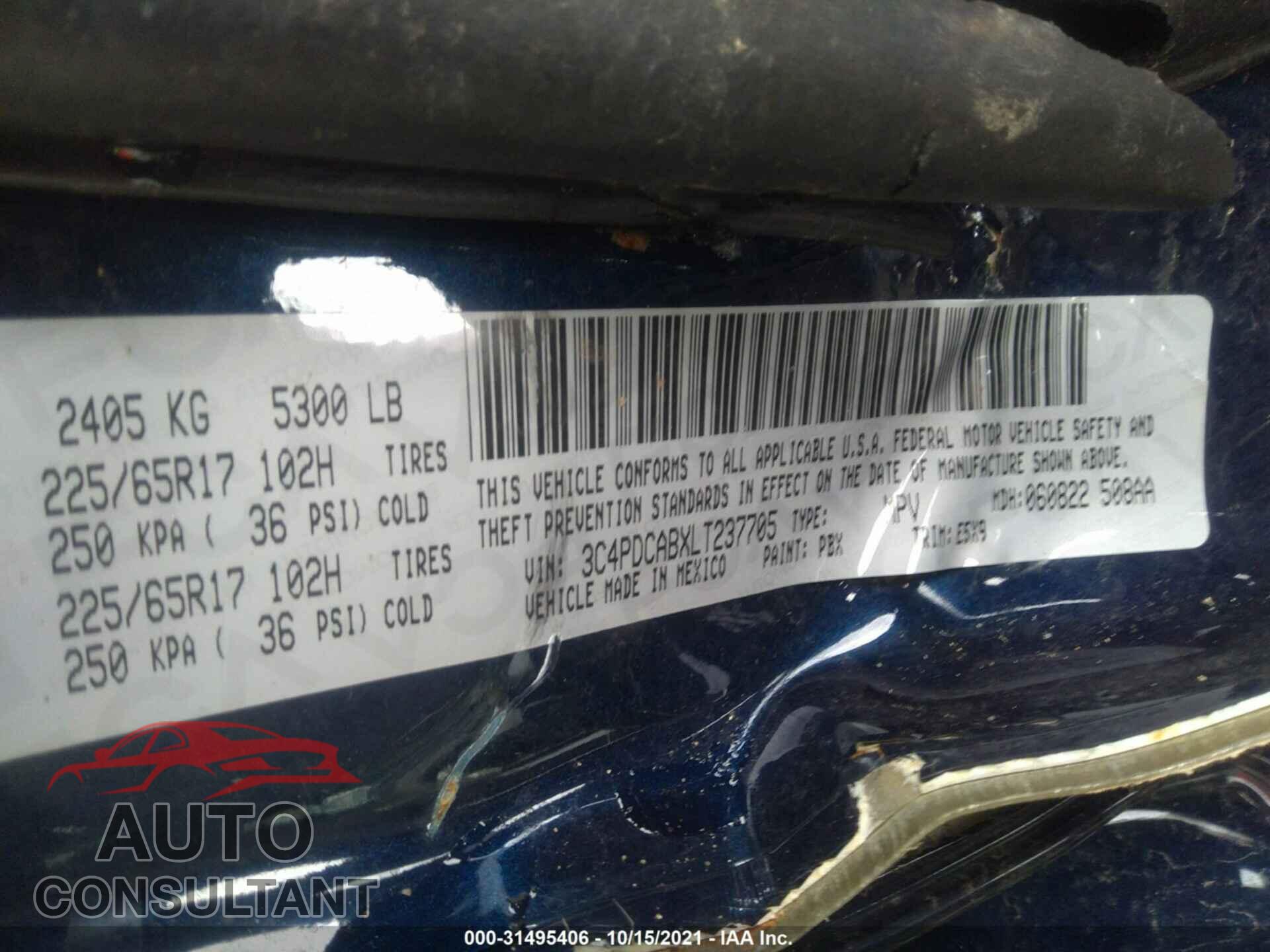 DODGE JOURNEY 2020 - 3C4PDCABXLT237705