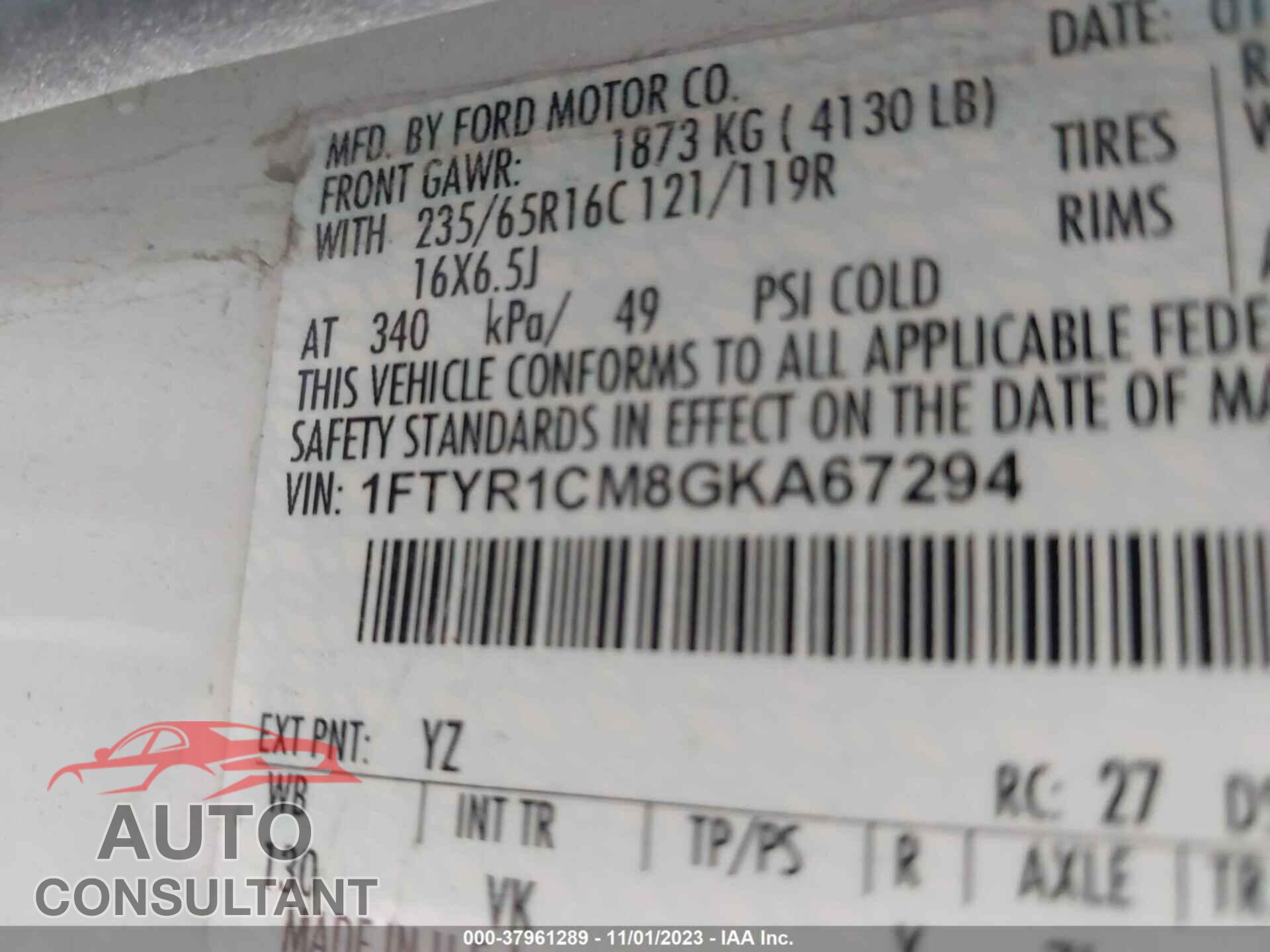 FORD TRANSIT 2016 - 1FTYR1CM8GKA67294