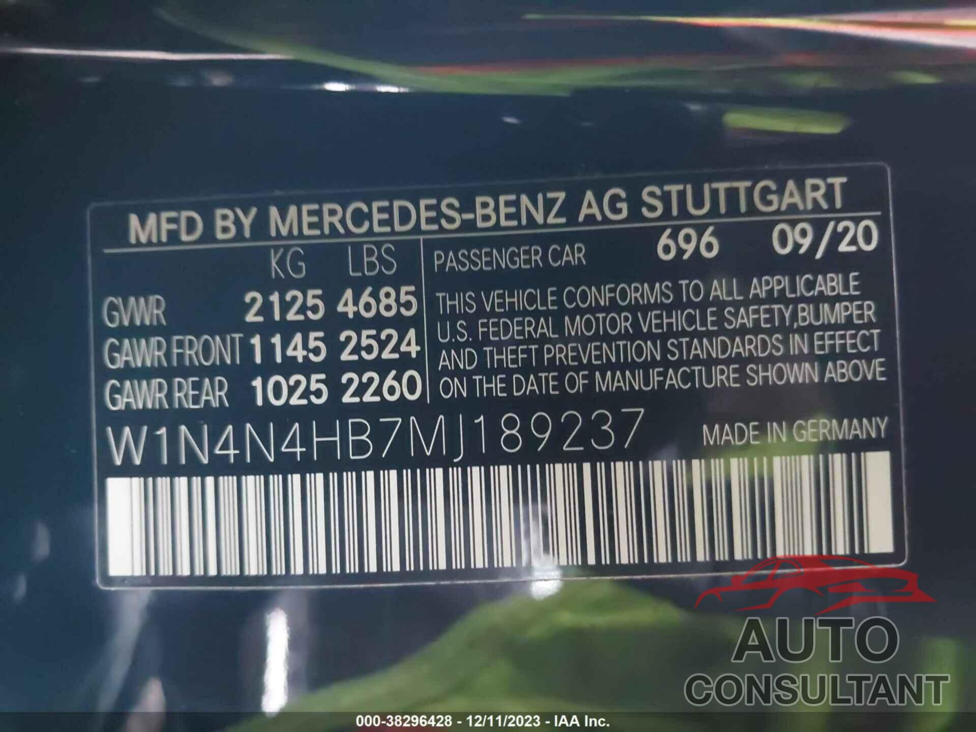 MERCEDES-BENZ GLA 250 2021 - W1N4N4HB7MJ189237