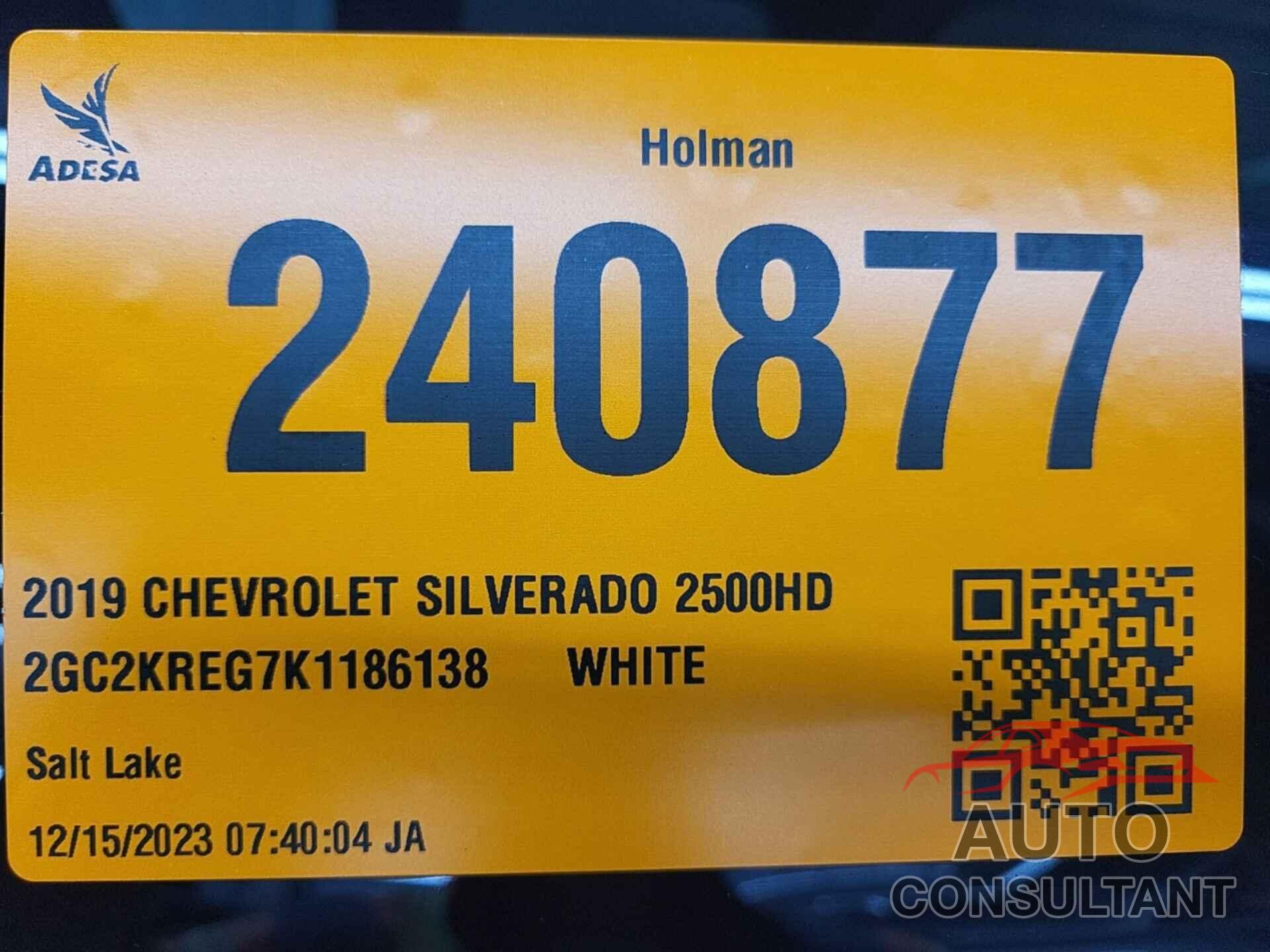 CHEVROLET SILVERADO 2500HD 2019 - 2GC2KREG7K1186138