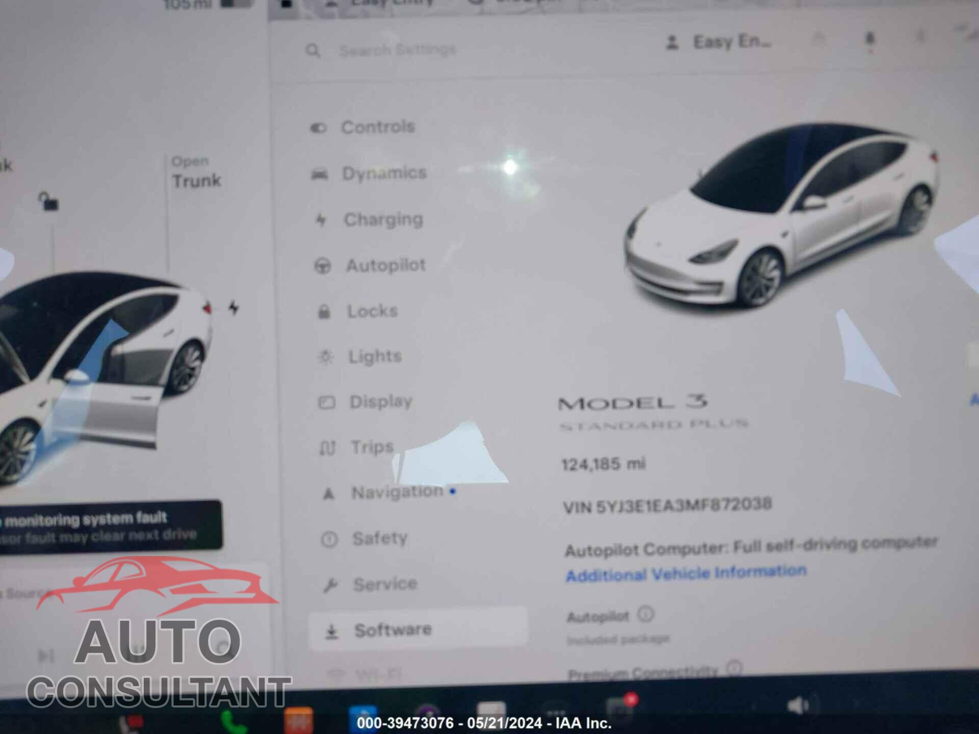 TESLA MODEL 3 2021 - 5YJ3E1EA3MF872038