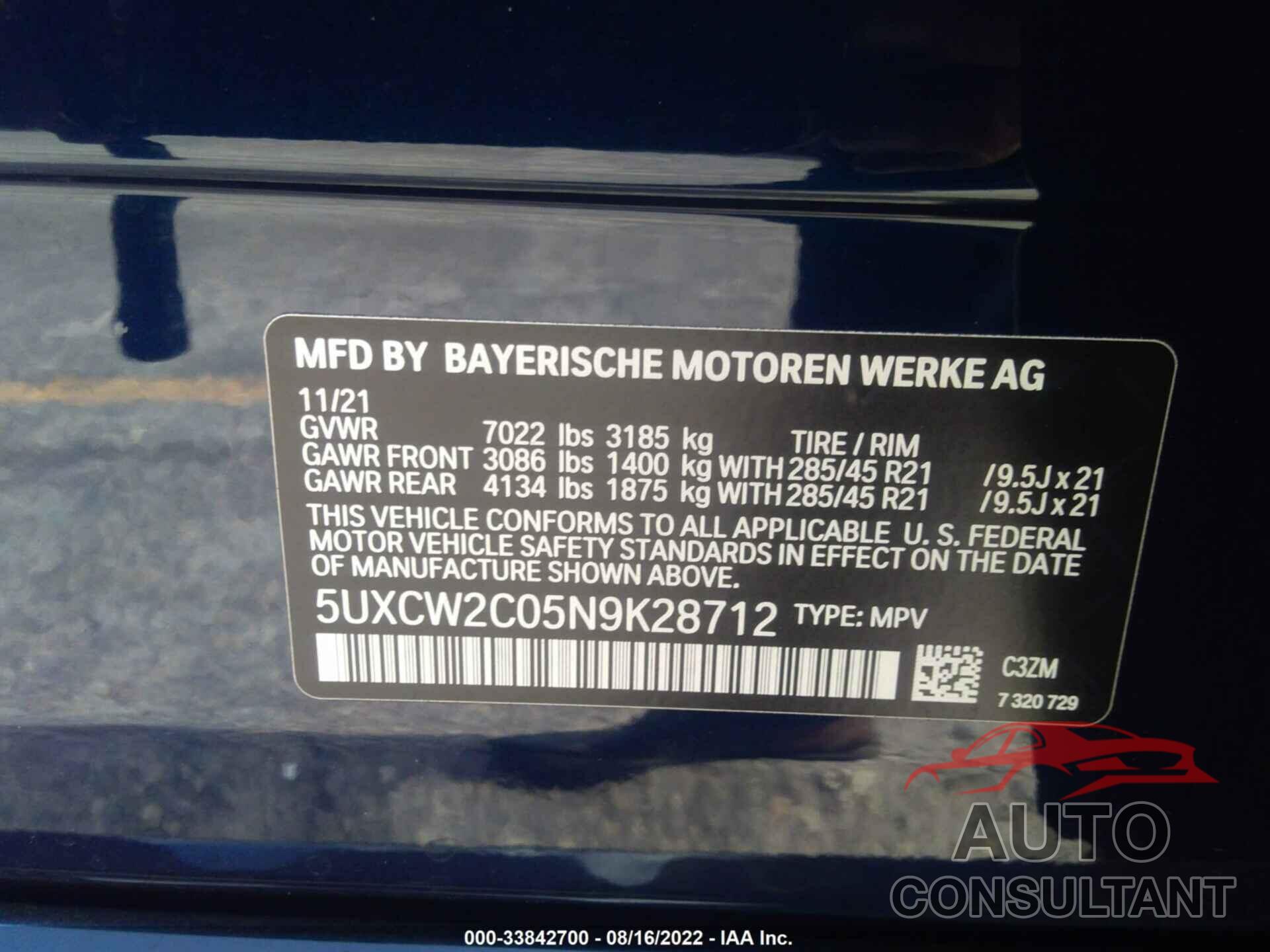 BMW X7 2022 - 5UXCW2C05N9K28712