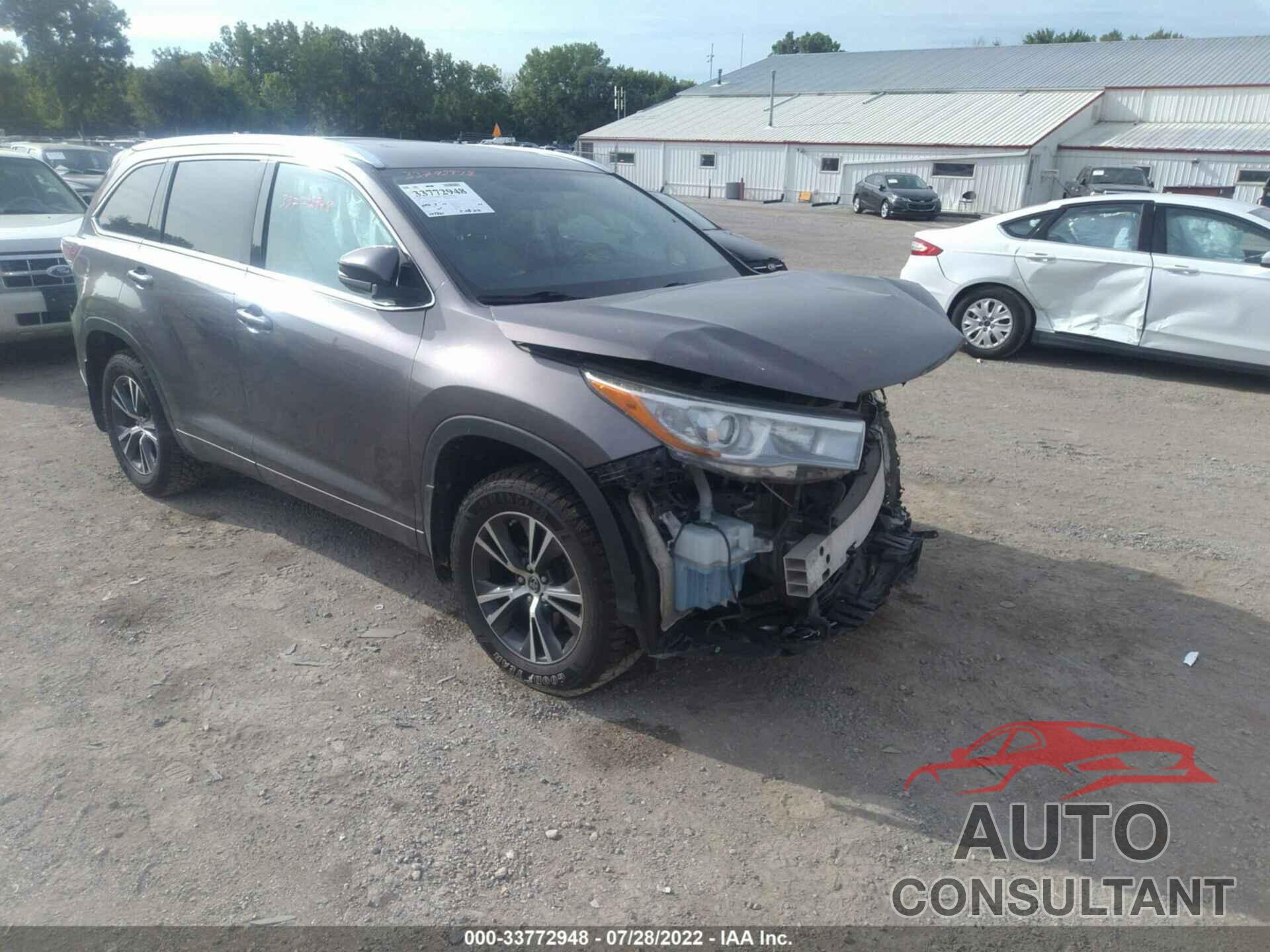 TOYOTA HIGHLANDER 2016 - 5TDJKRFH6GS267778