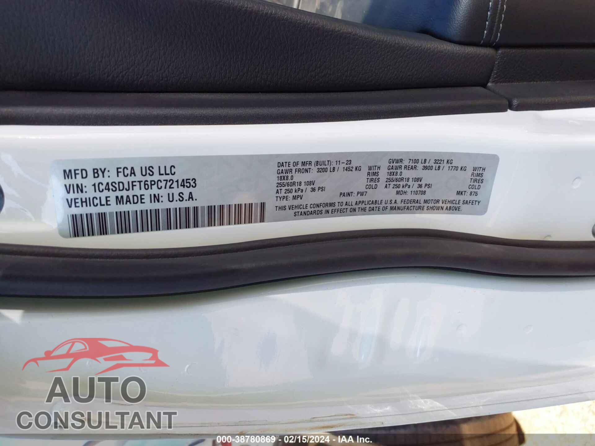 DODGE DURANGO 2023 - 1C4SDJFT6PC721453