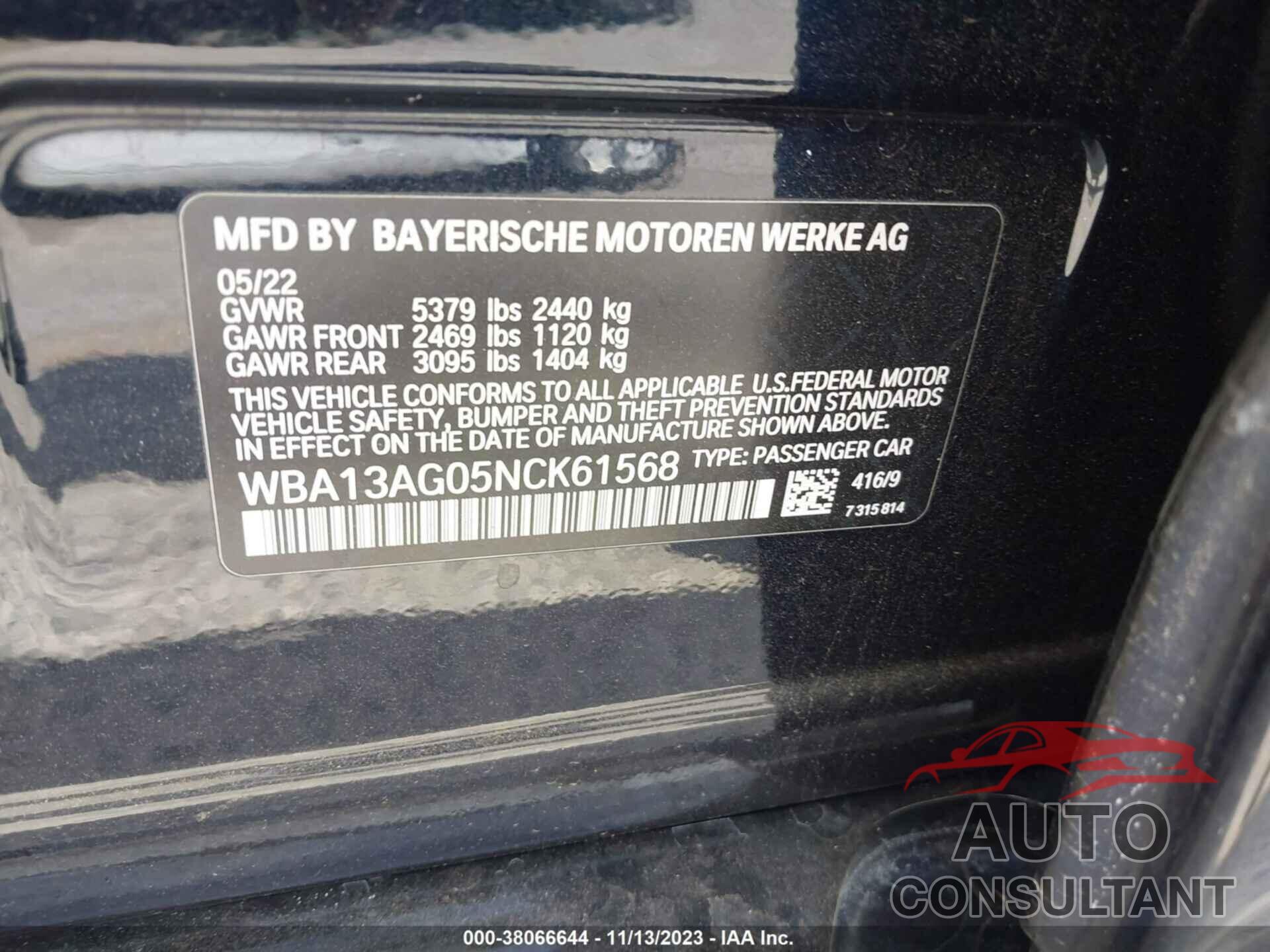 BMW 530E 2022 - WBA13AG05NCK61568