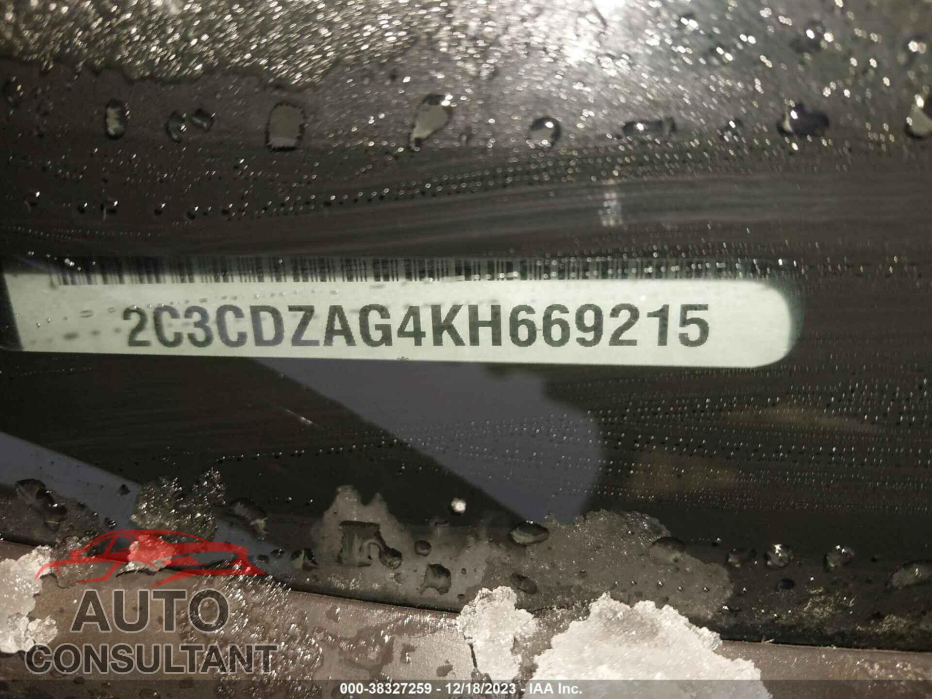 DODGE CHALLENGER 2019 - 2C3CDZAG4KH669215