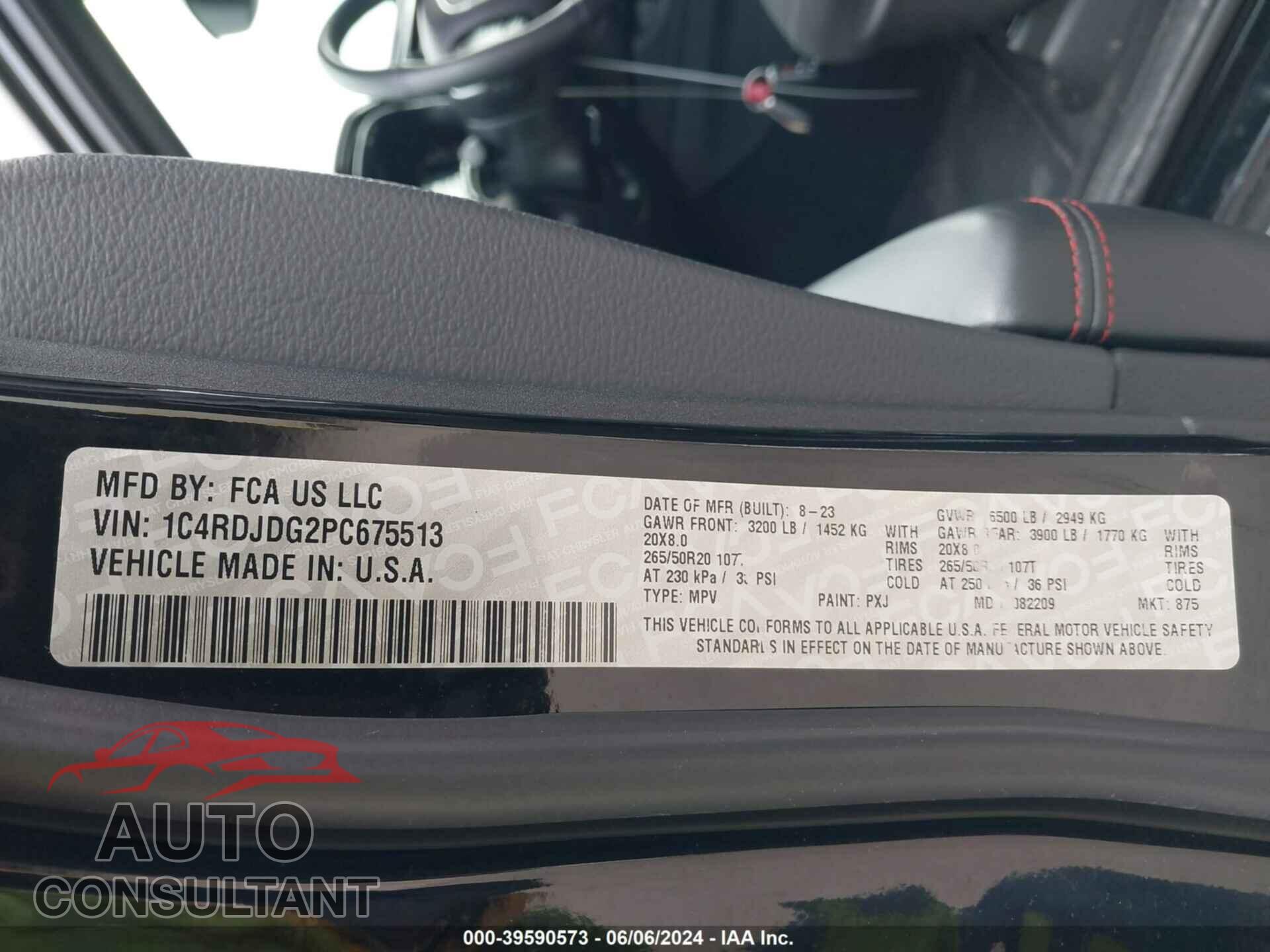 DODGE DURANGO 2023 - 1C4RDJDG2PC675513