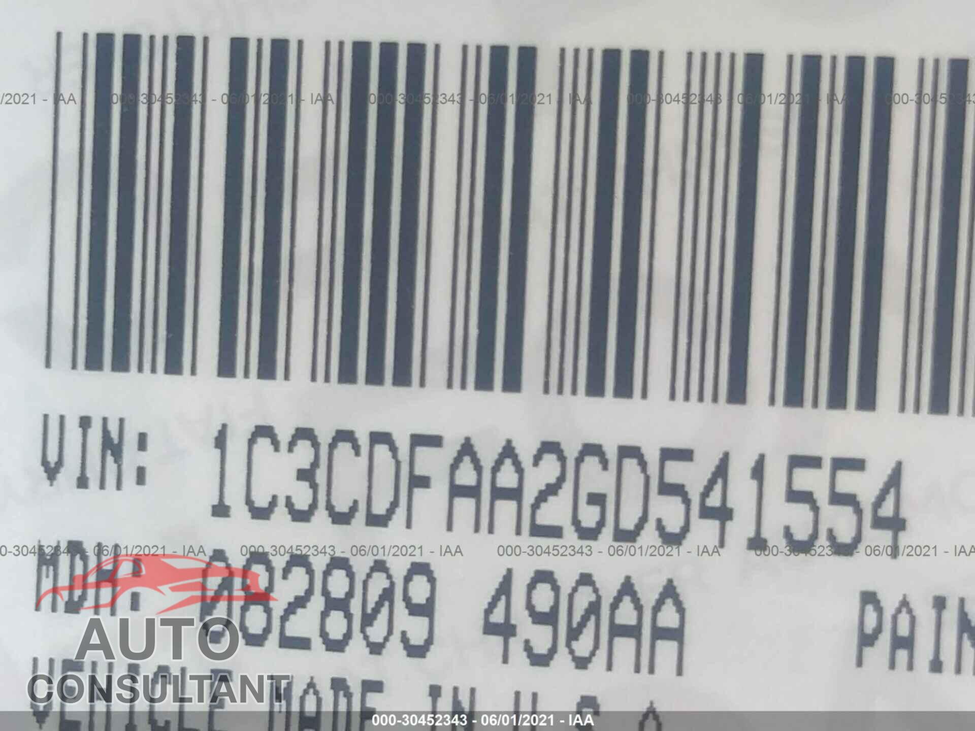 DODGE DART 2016 - 1C3CDFAA2GD541554