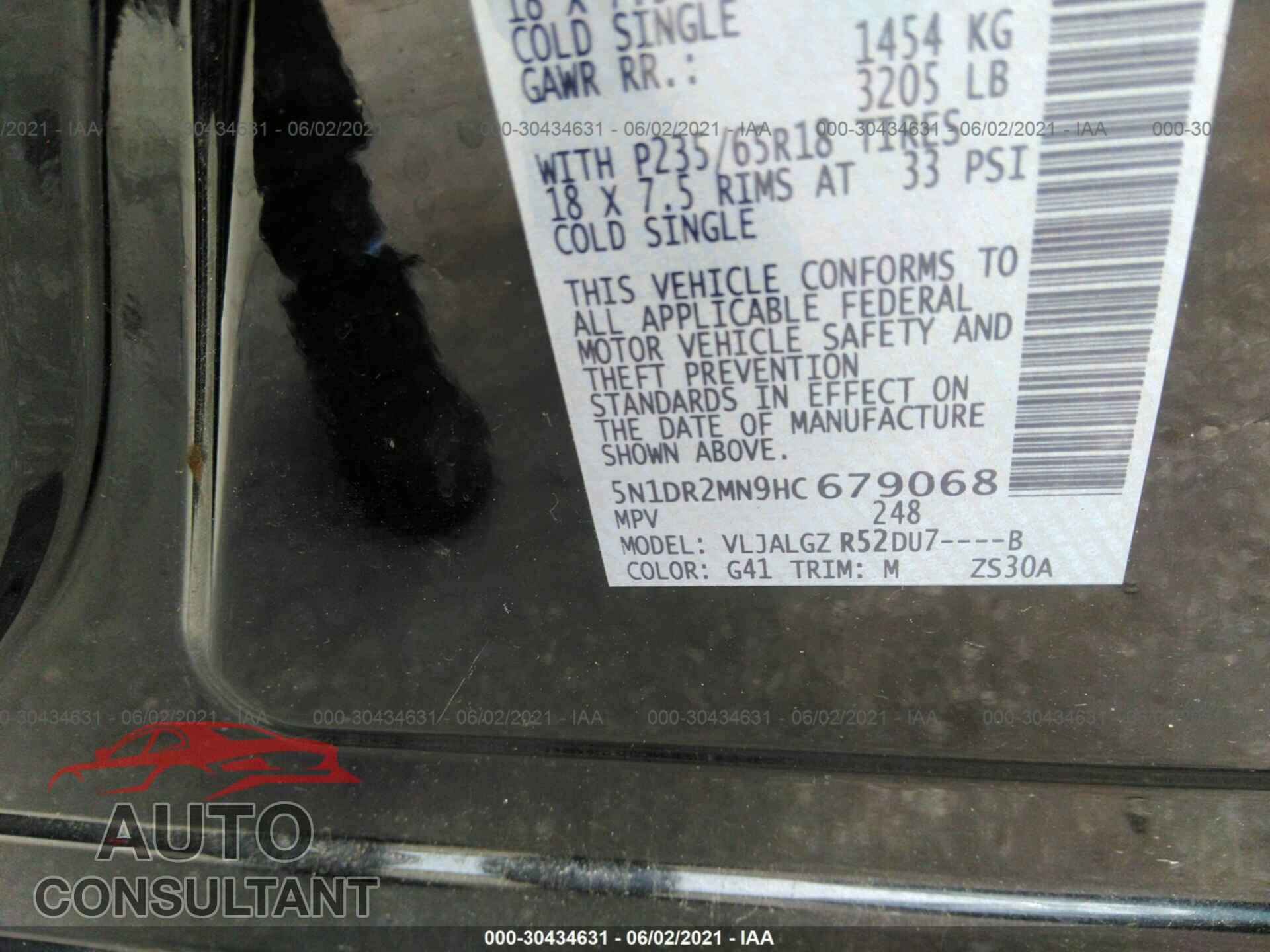 NISSAN PATHFINDER 2017 - 5N1DR2MN9HC679068