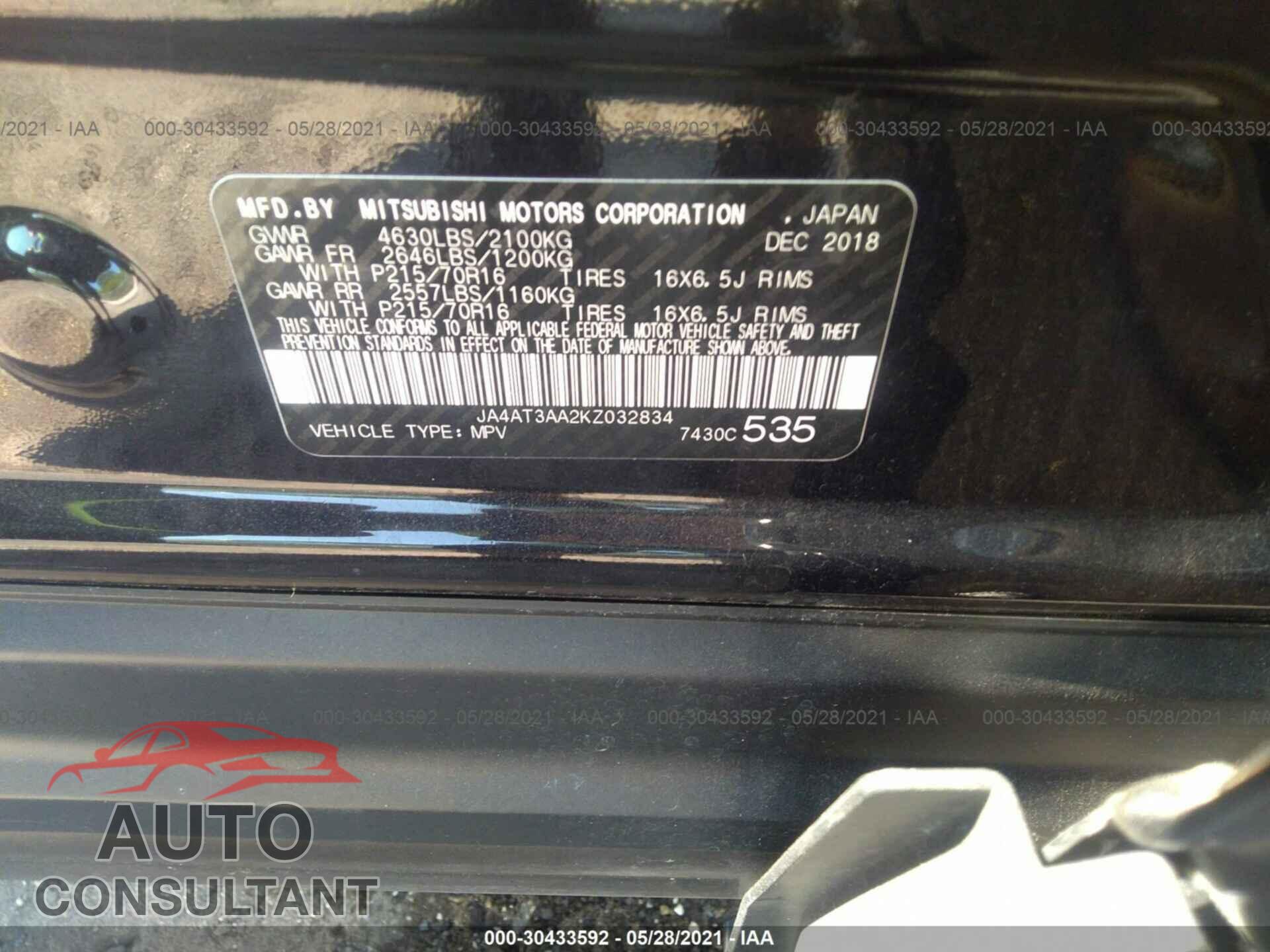 MITSUBISHI ECLIPSE CROSS 2019 - JA4AT3AA2KZ032834