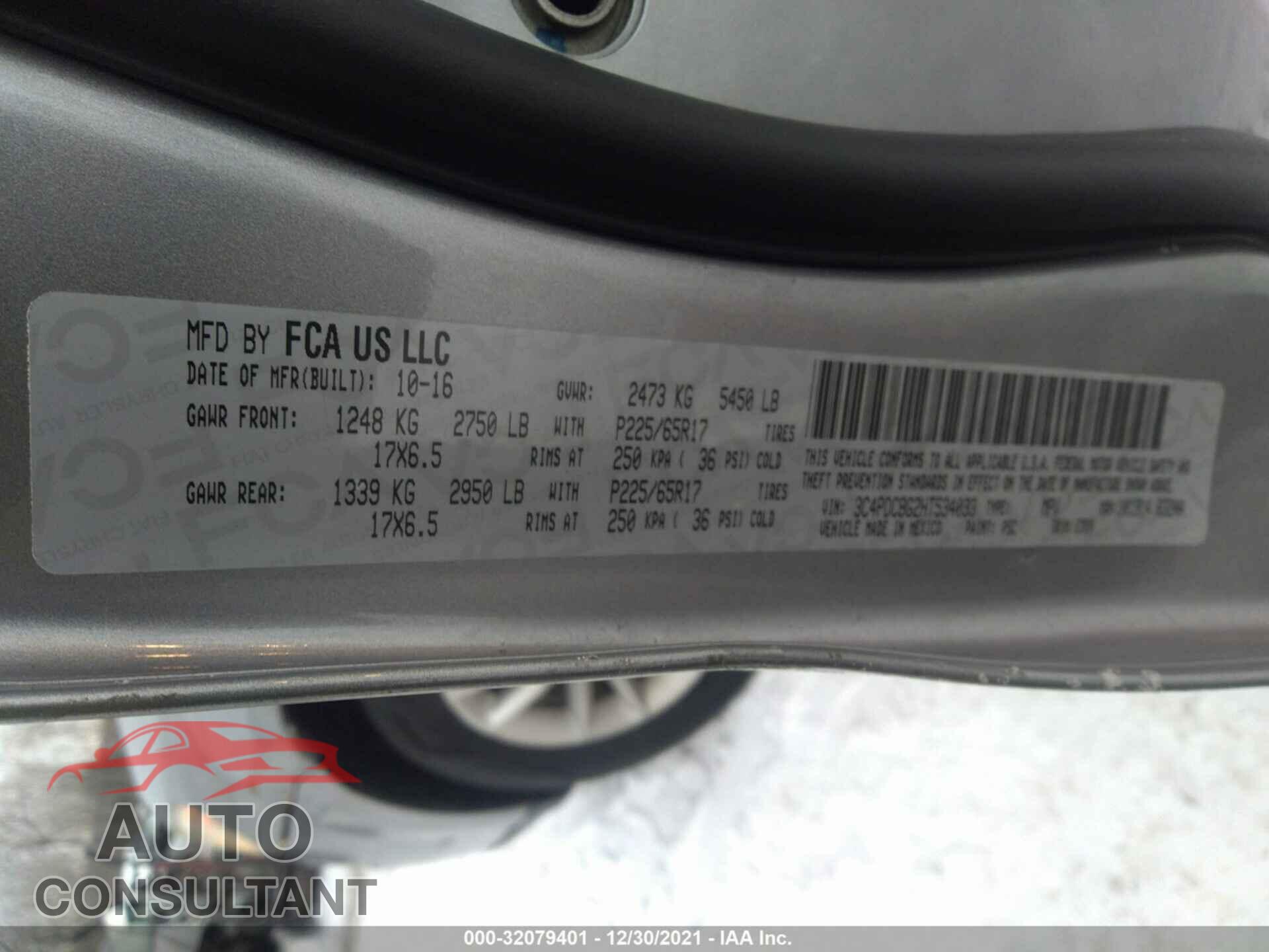 DODGE JOURNEY 2017 - 3C4PDCBG2HT534033