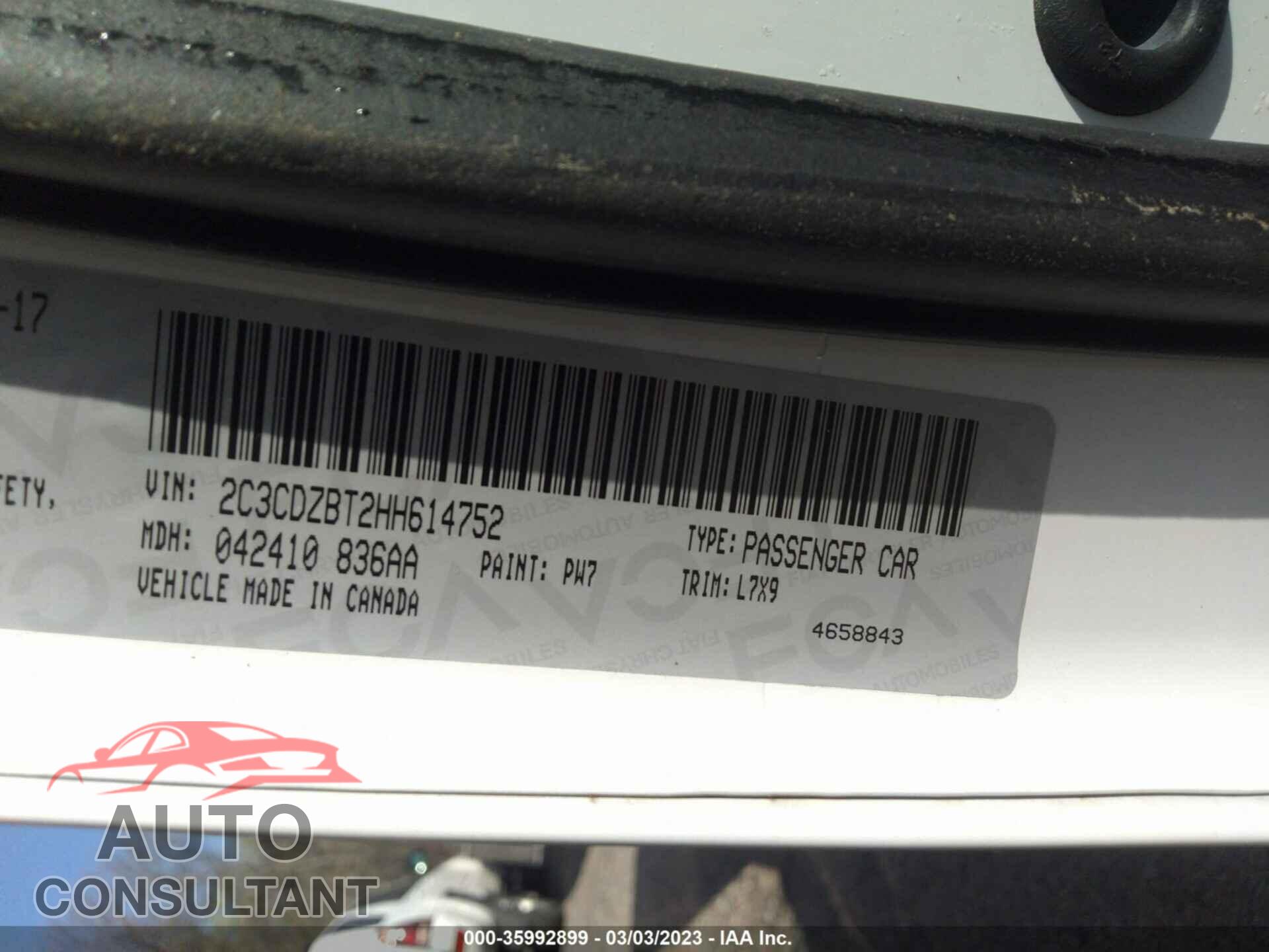 DODGE CHALLENGER 2017 - 2C3CDZBT2HH614752