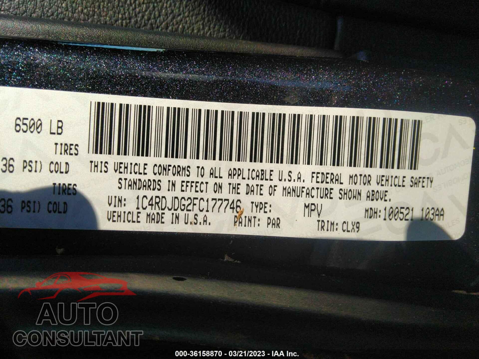 DODGE DURANGO 2015 - 1C4RDJDG2FC177746
