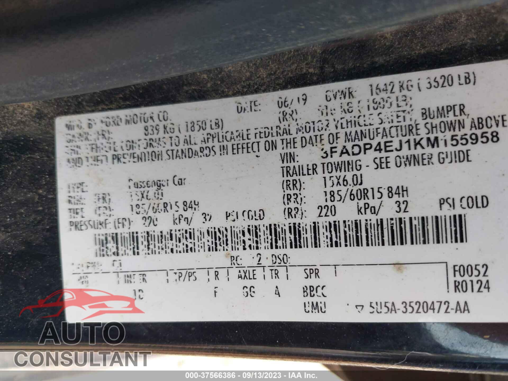 FORD FIESTA 2019 - 3FADP4EJ1KM155958