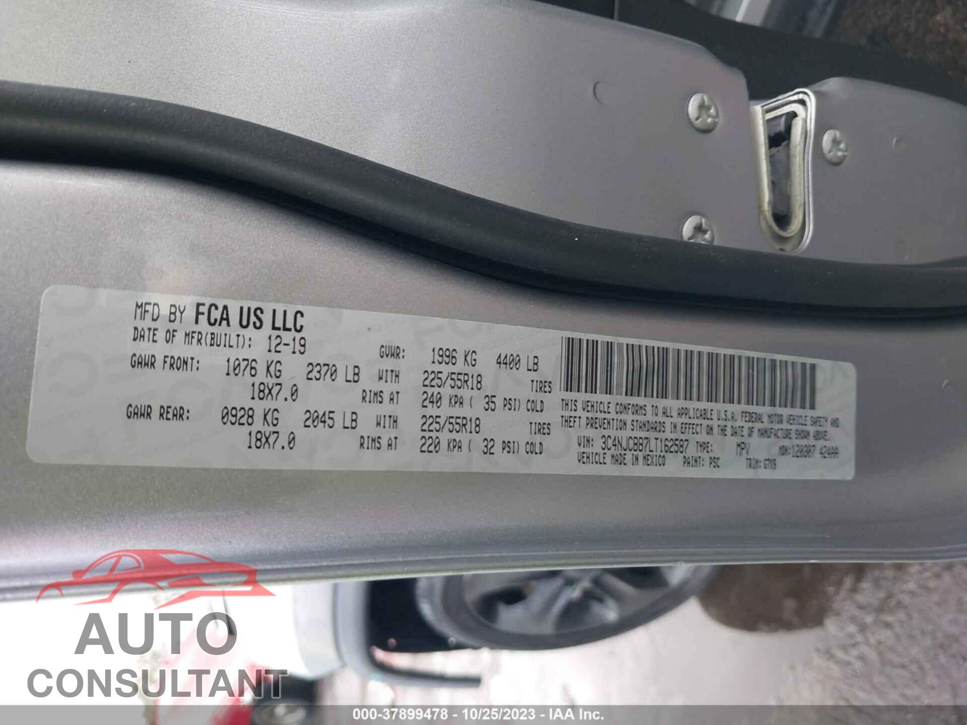 JEEP COMPASS 2020 - 3C4NJCBB7LT162587