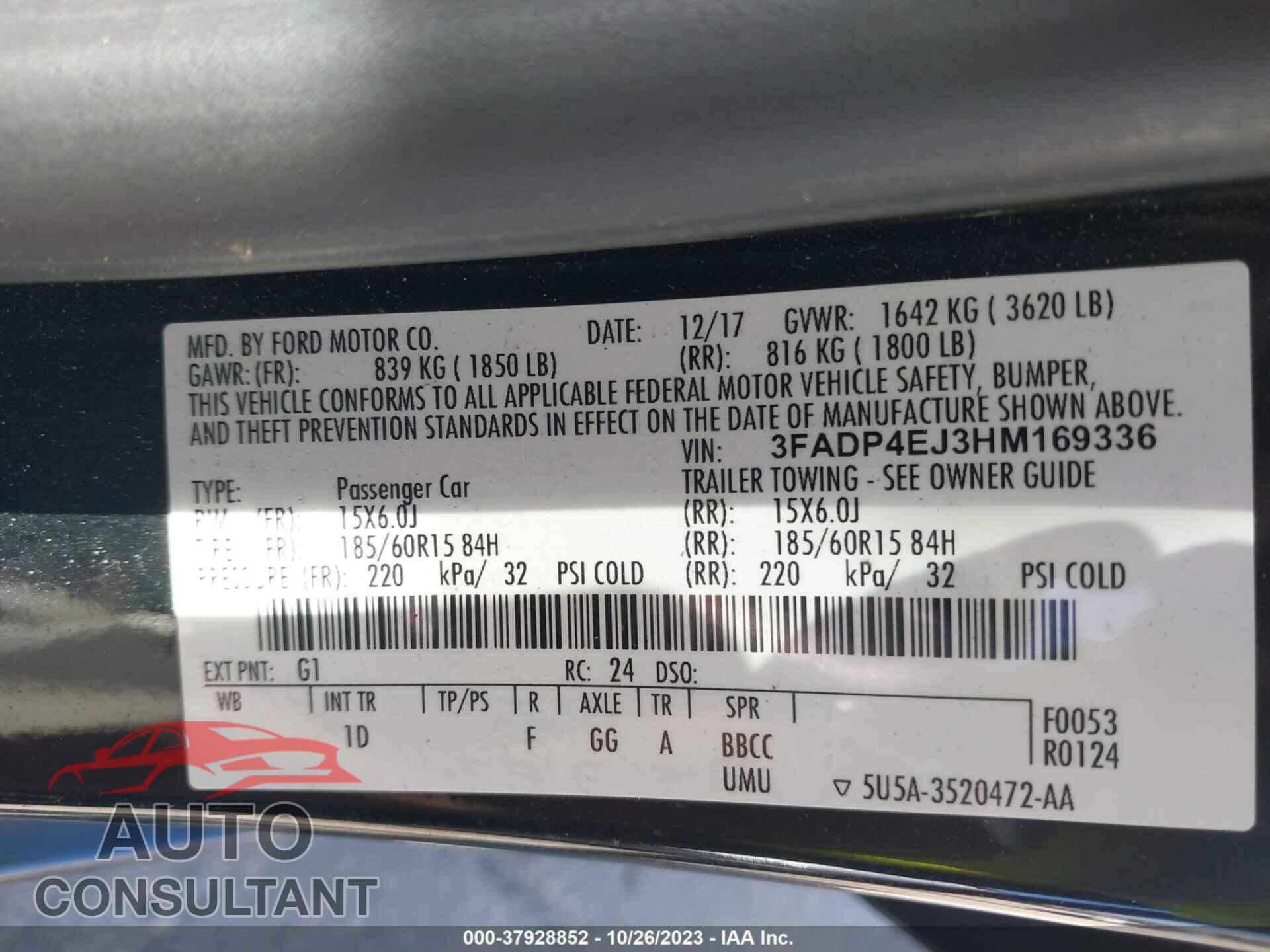 FORD FIESTA 2017 - 3FADP4EJ3HM169336