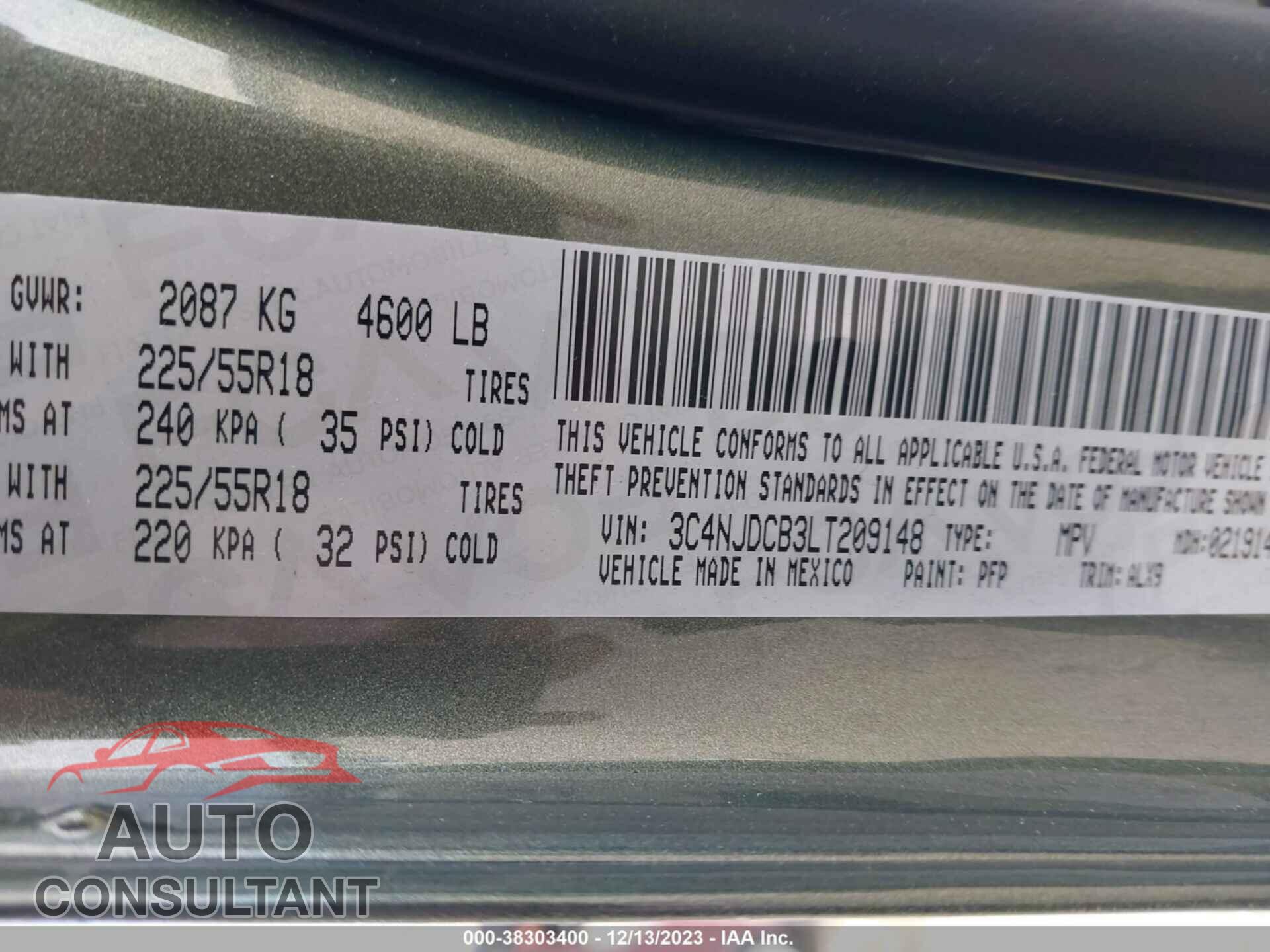 JEEP COMPASS 2020 - 3C4NJDCB3LT209148