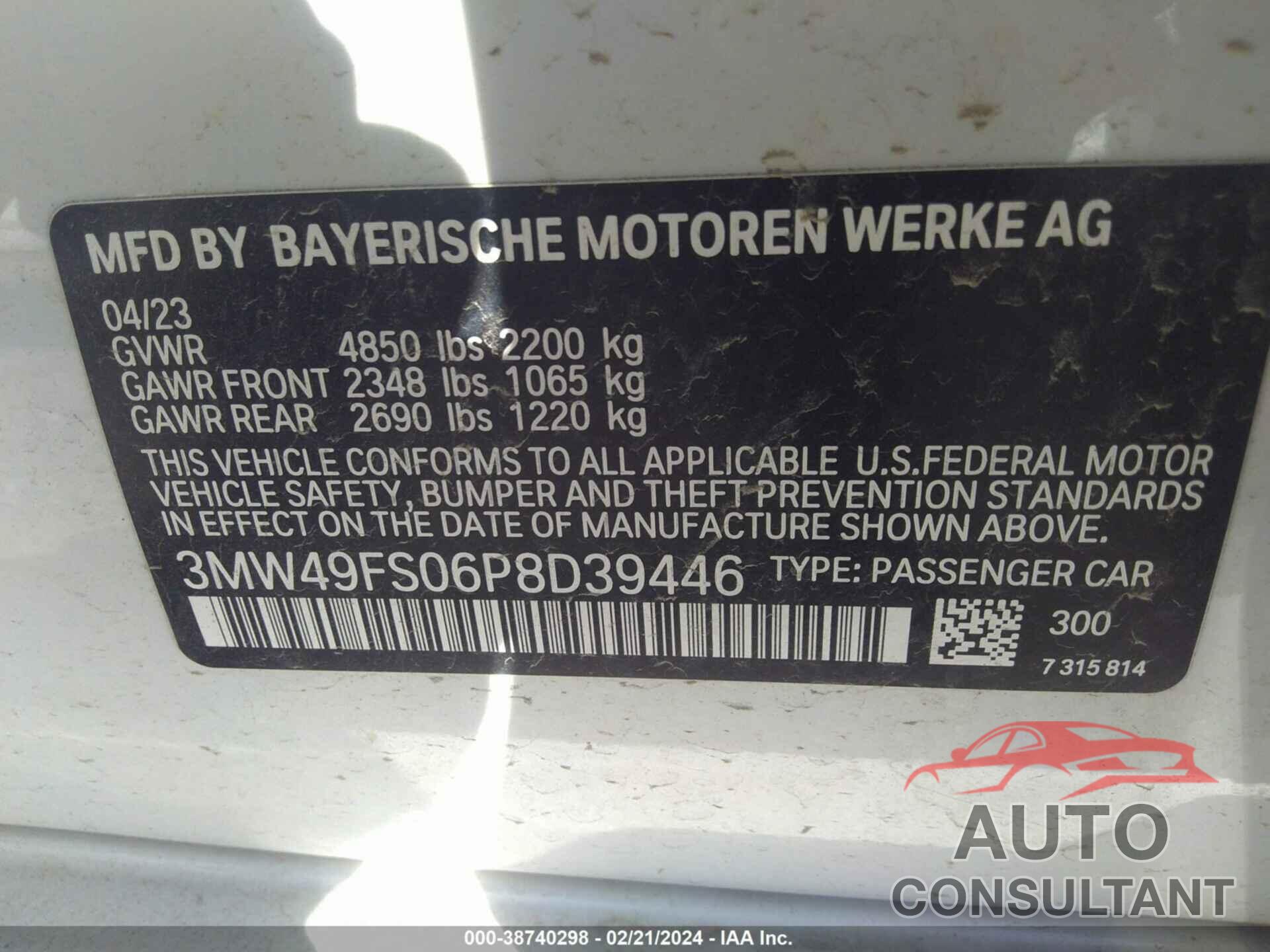 BMW M340I 2023 - 3MW49FS06P8D39446