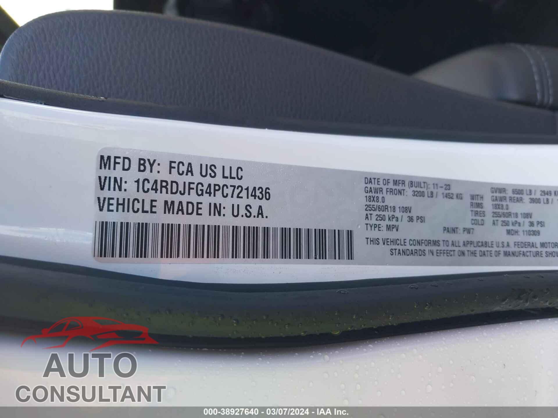 DODGE DURANGO 2023 - 1C4RDJFG4PC721436