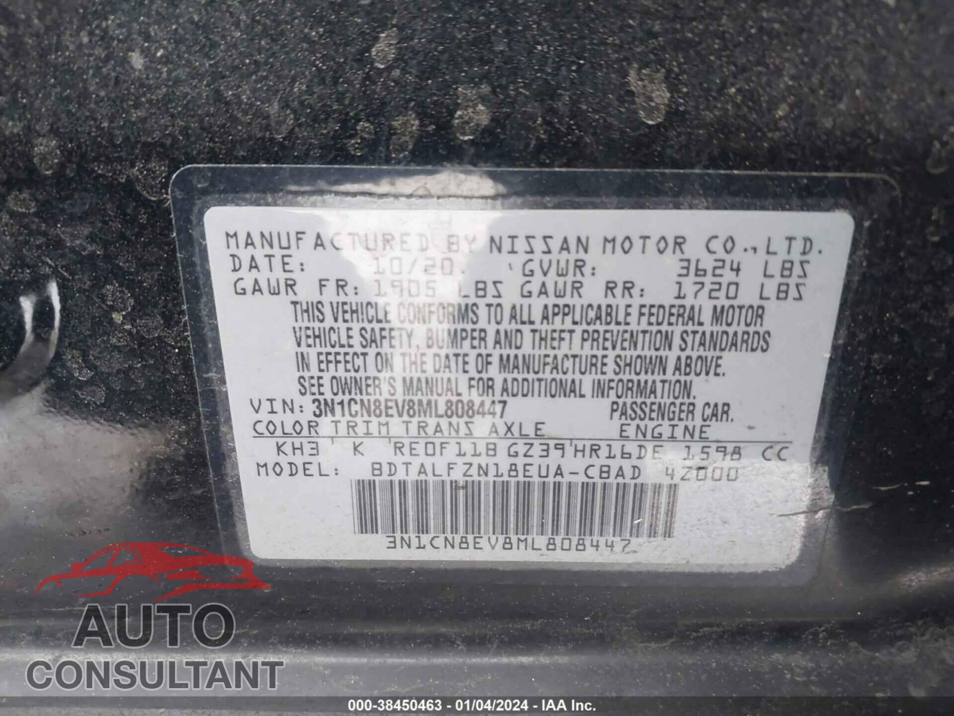 NISSAN VERSA 2021 - 3N1CN8EV8ML808447