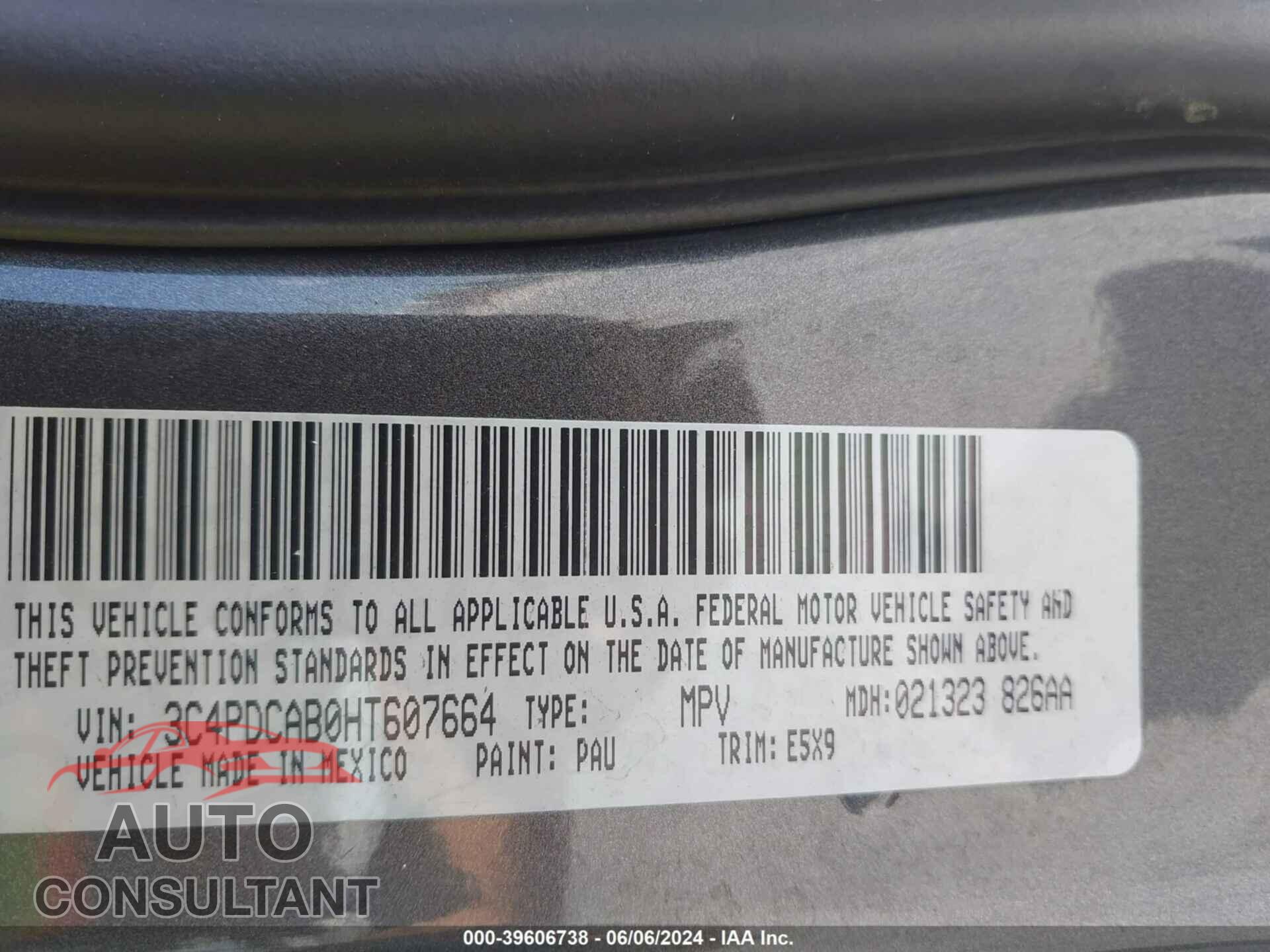 DODGE JOURNEY 2017 - 3C4PDCAB0HT607664