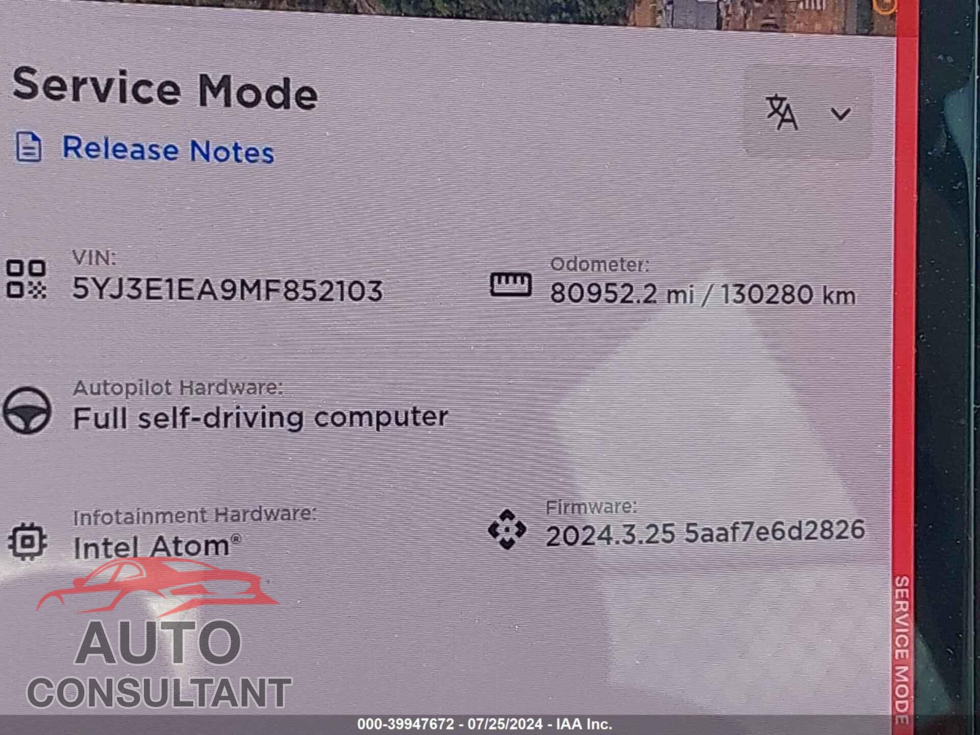 TESLA MODEL 3 2021 - 5YJ3E1EA9MF852103