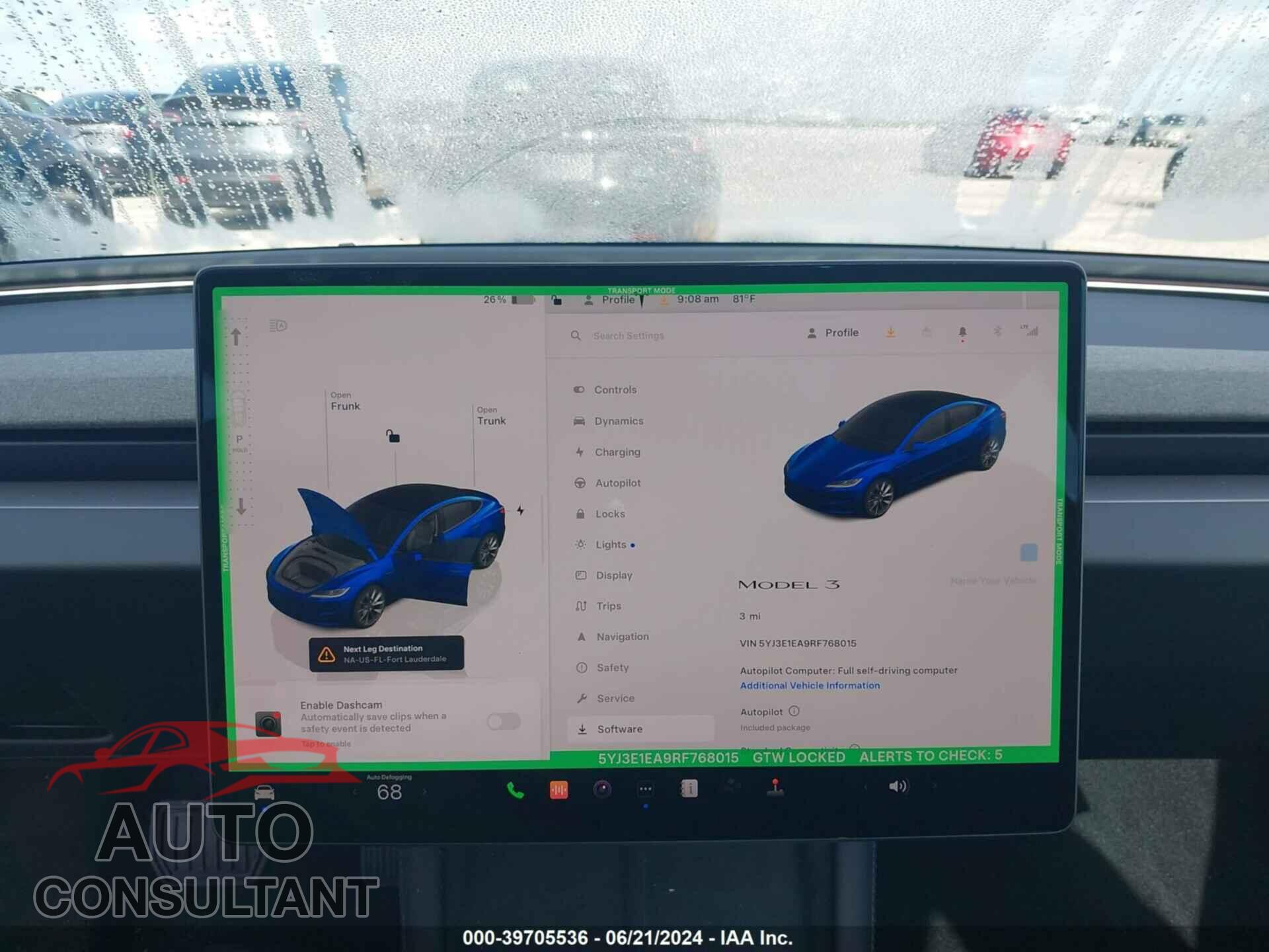 TESLA MODEL 3 2024 - 5YJ3E1EA9RF768015