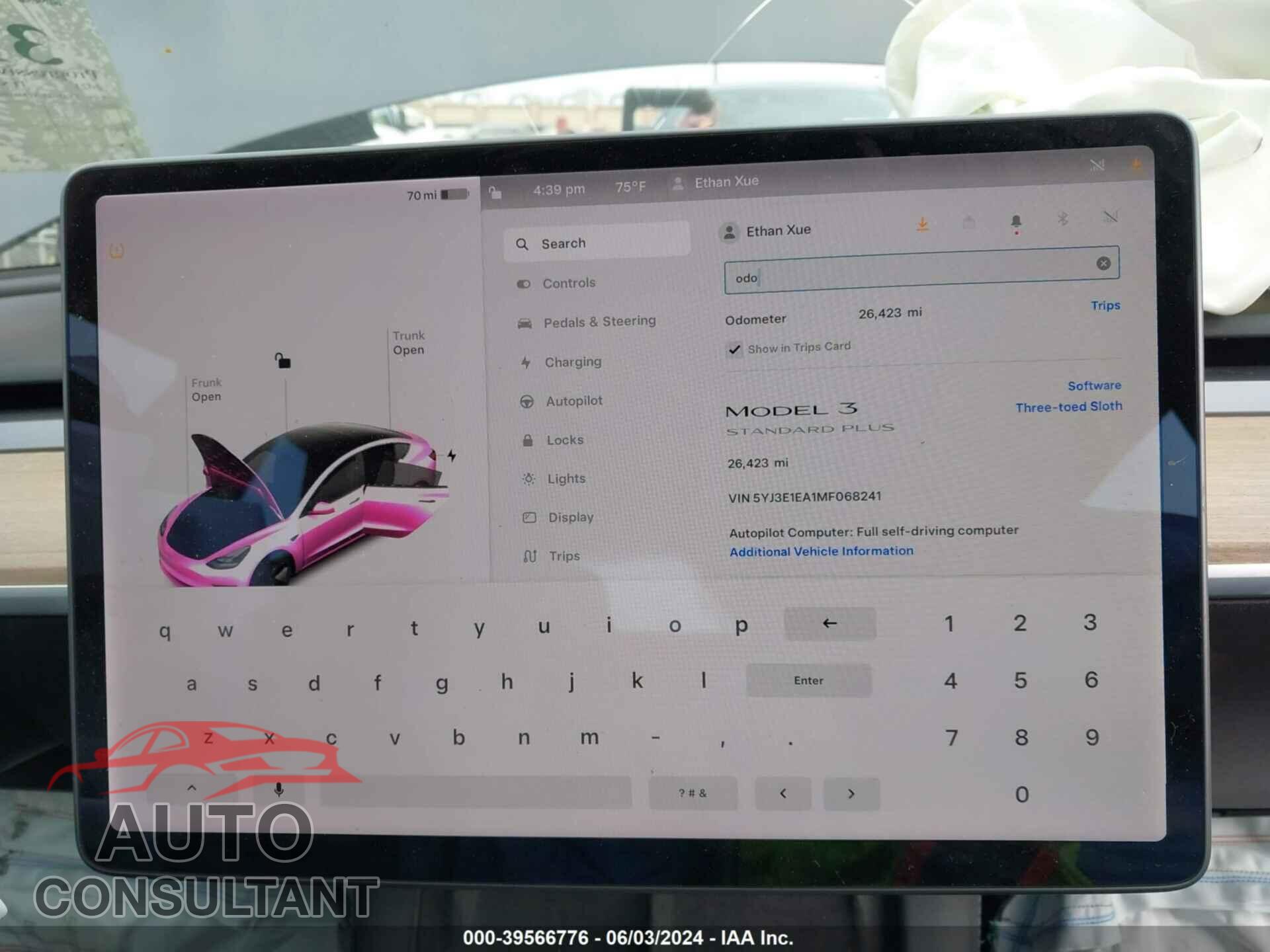TESLA MODEL 3 2021 - 5YJ3E1EA1MF068241
