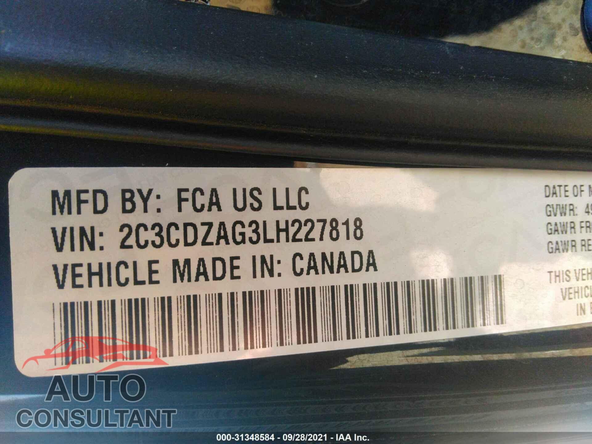 DODGE CHALLENGER 2020 - 2C3CDZAG3LH227818