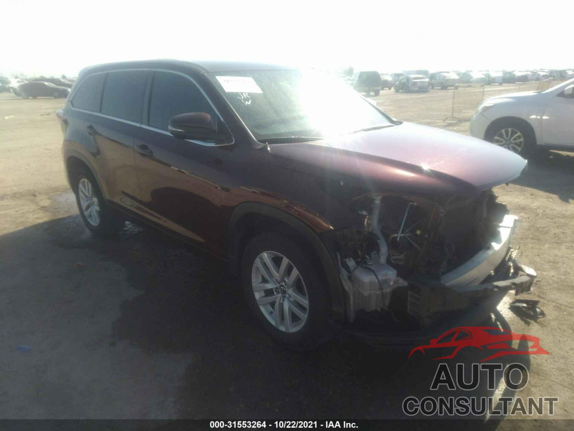 TOYOTA HIGHLANDER 2016 - 5TDZKRFH5GS158246