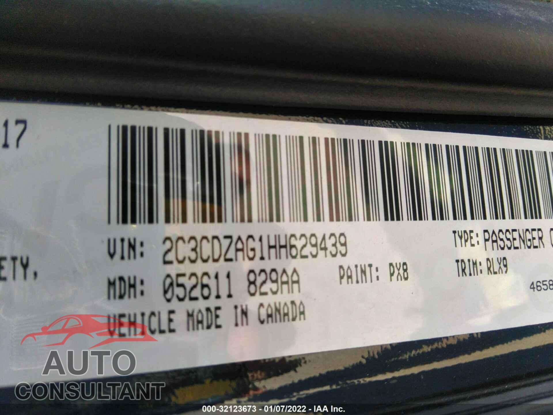 DODGE CHALLENGER 2017 - 2C3CDZAG1HH629439