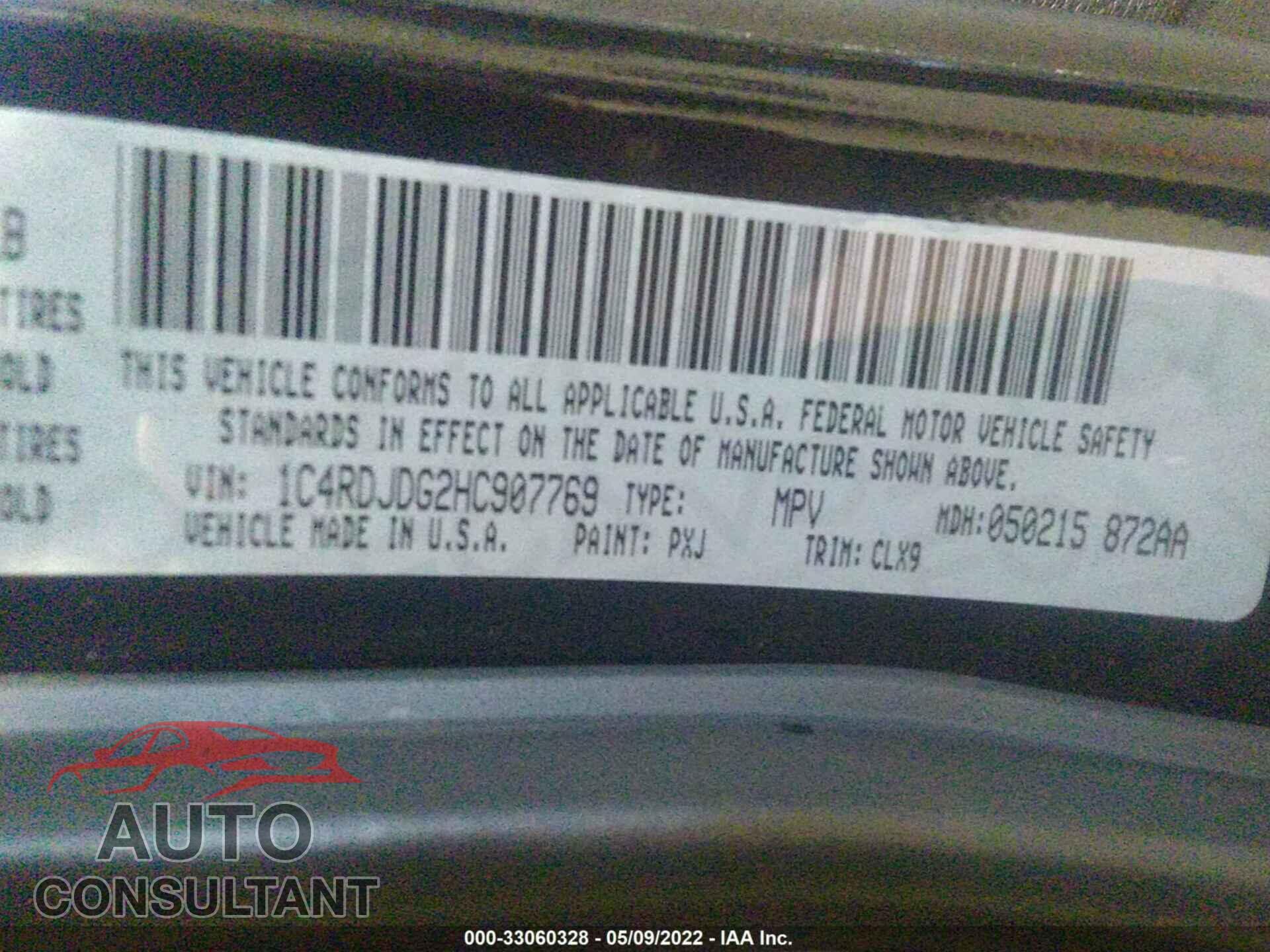 DODGE DURANGO 2017 - 1C4RDJDG2HC907769