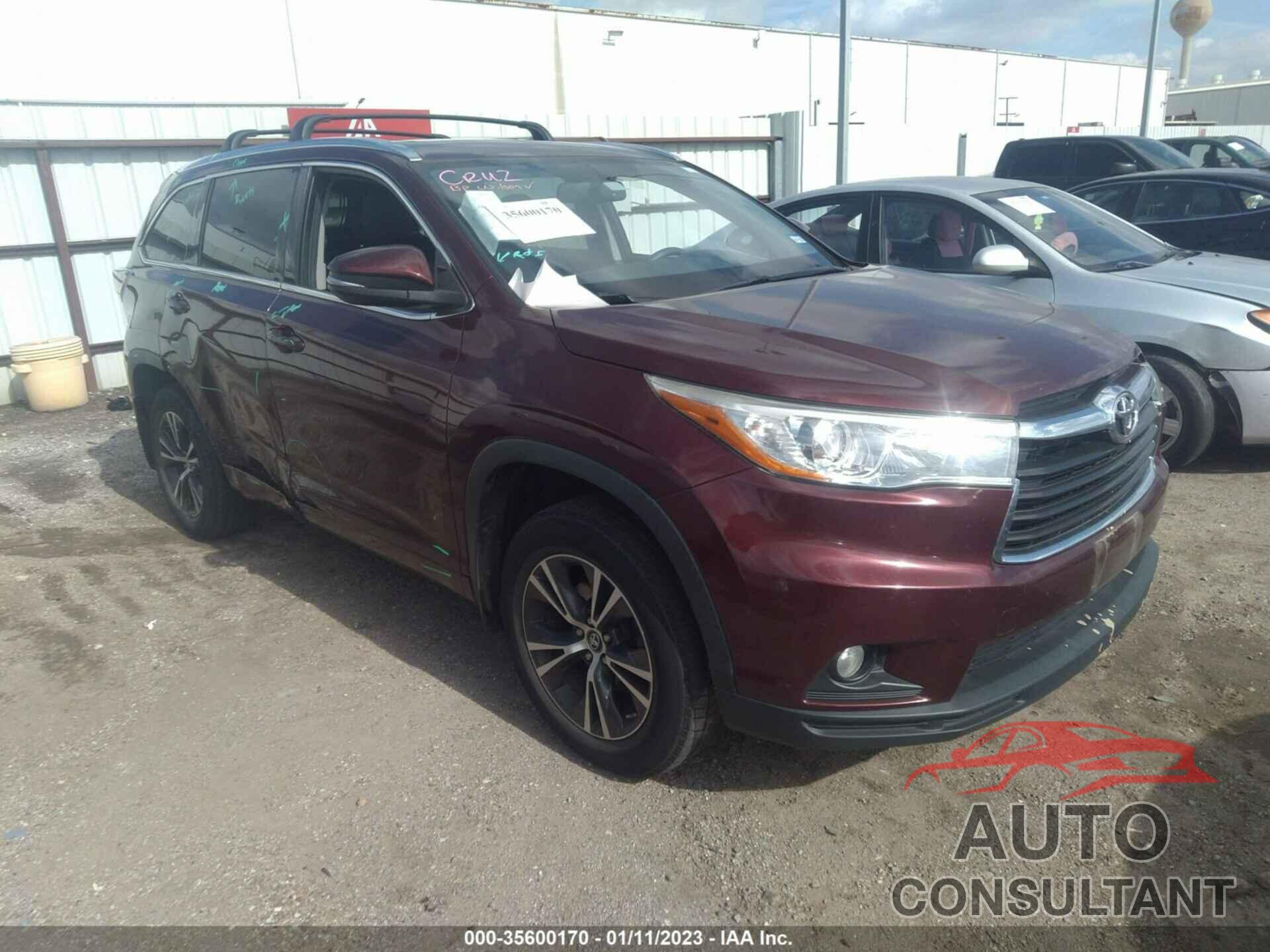 TOYOTA HIGHLANDER 2016 - 5TDKKRFH0GS152971