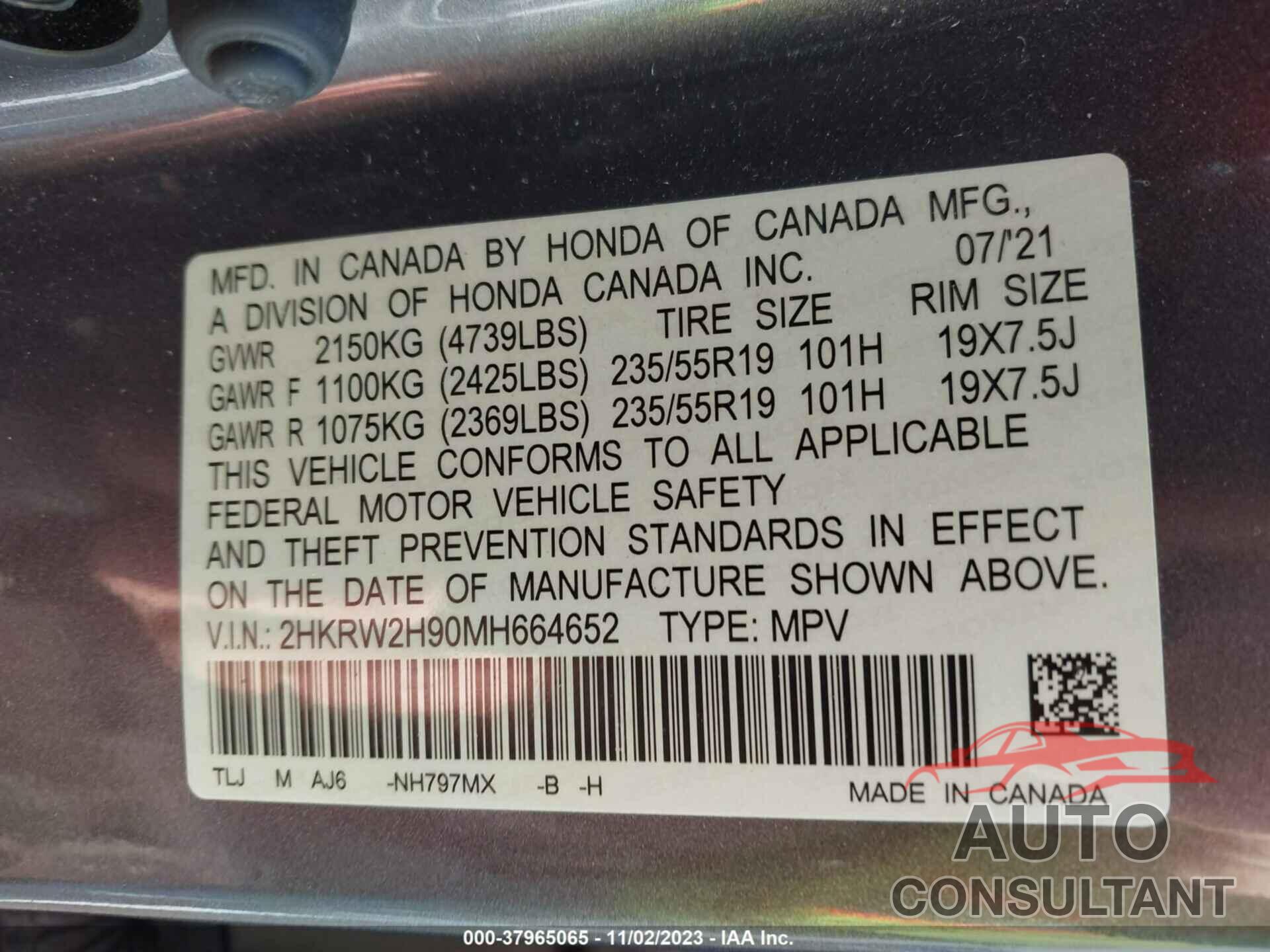 HONDA CR-V 2021 - 2HKRW2H90MH664652