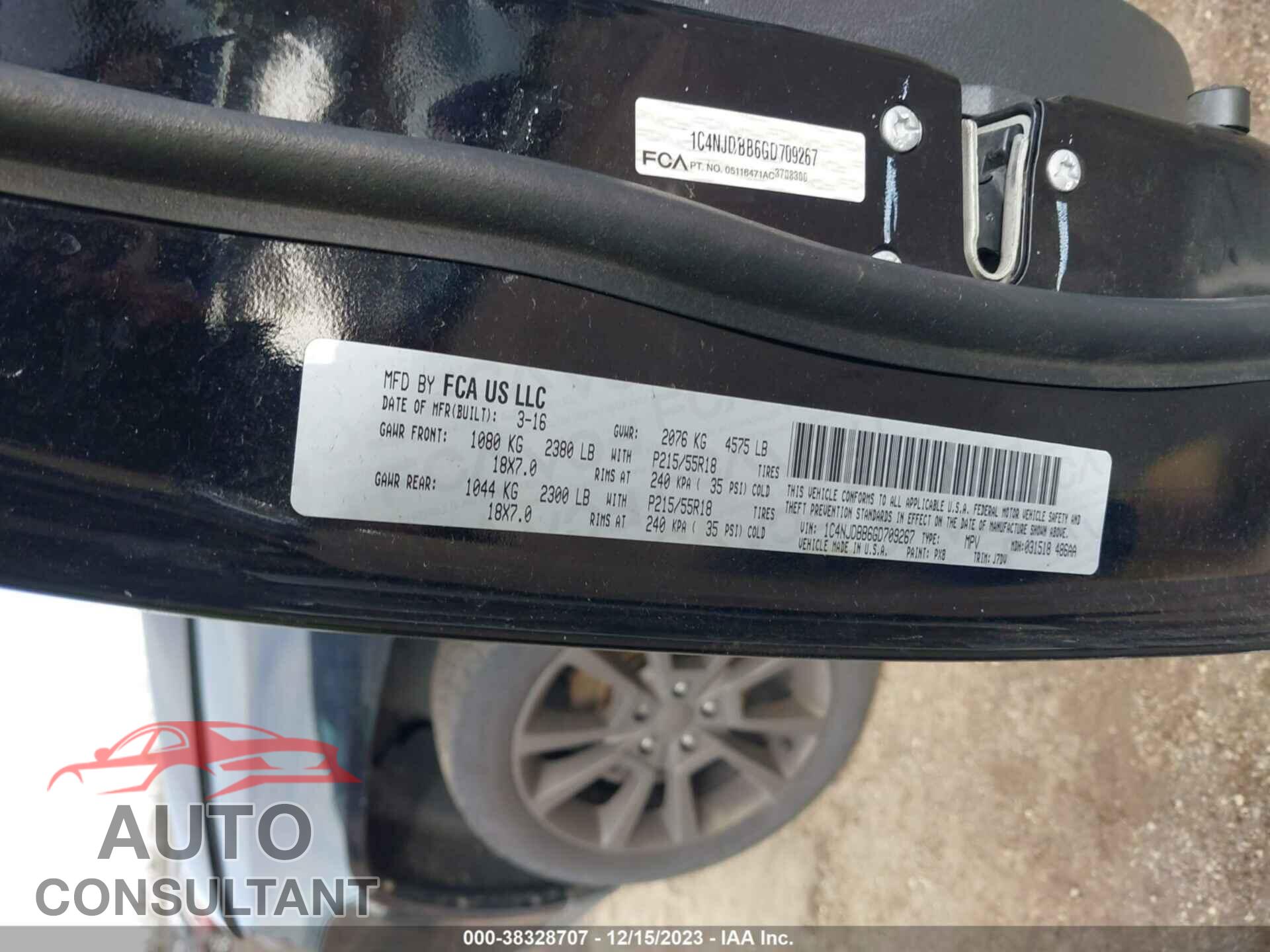 JEEP COMPASS 2016 - 1C4NJDBB6GD709267