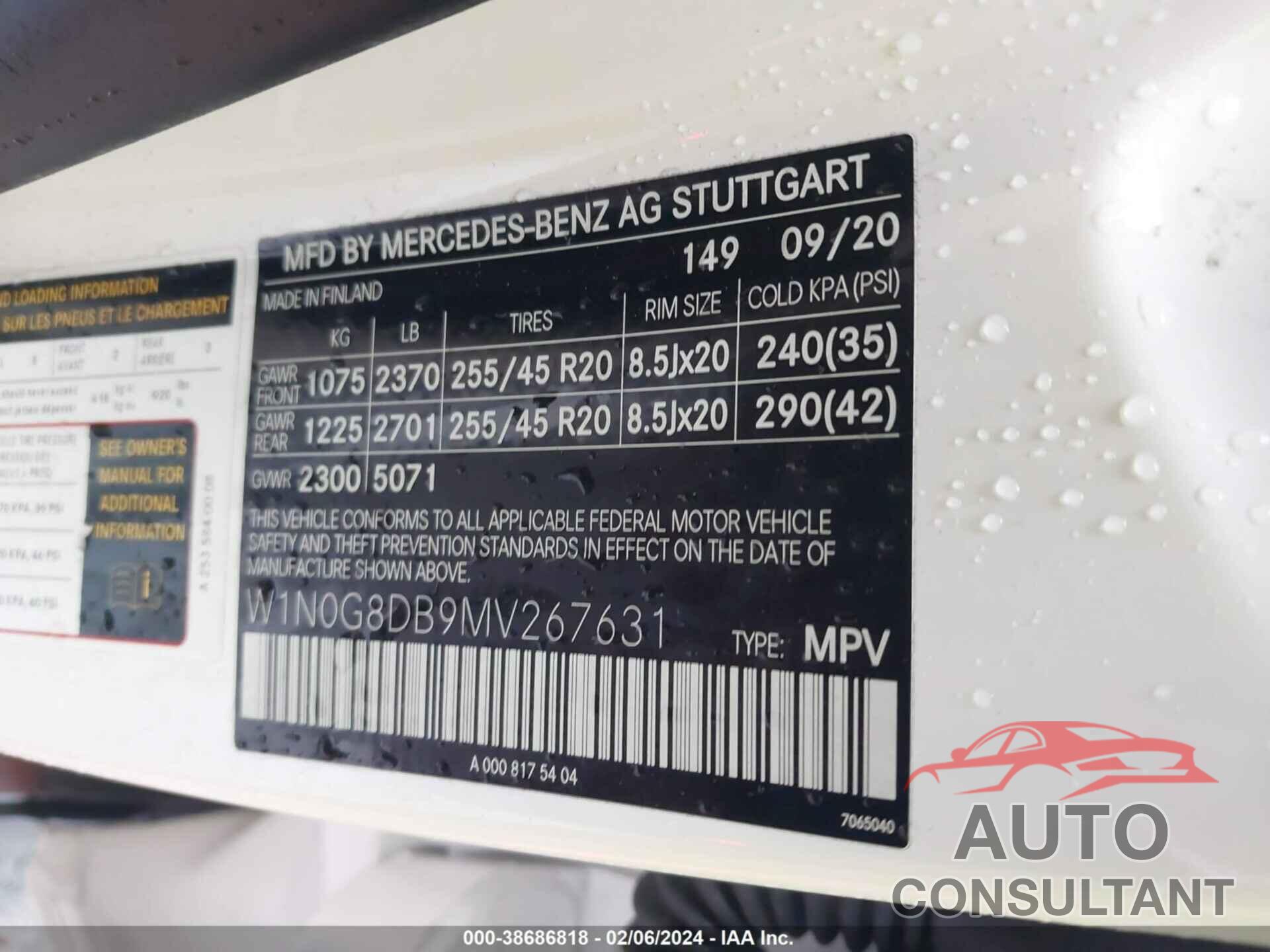 MERCEDES-BENZ GLC 2021 - W1N0G8DB9MV267631