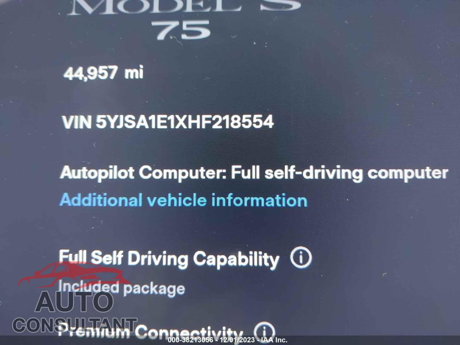 TESLA MODEL S 2017 - 5YJSA1E1XHF218554