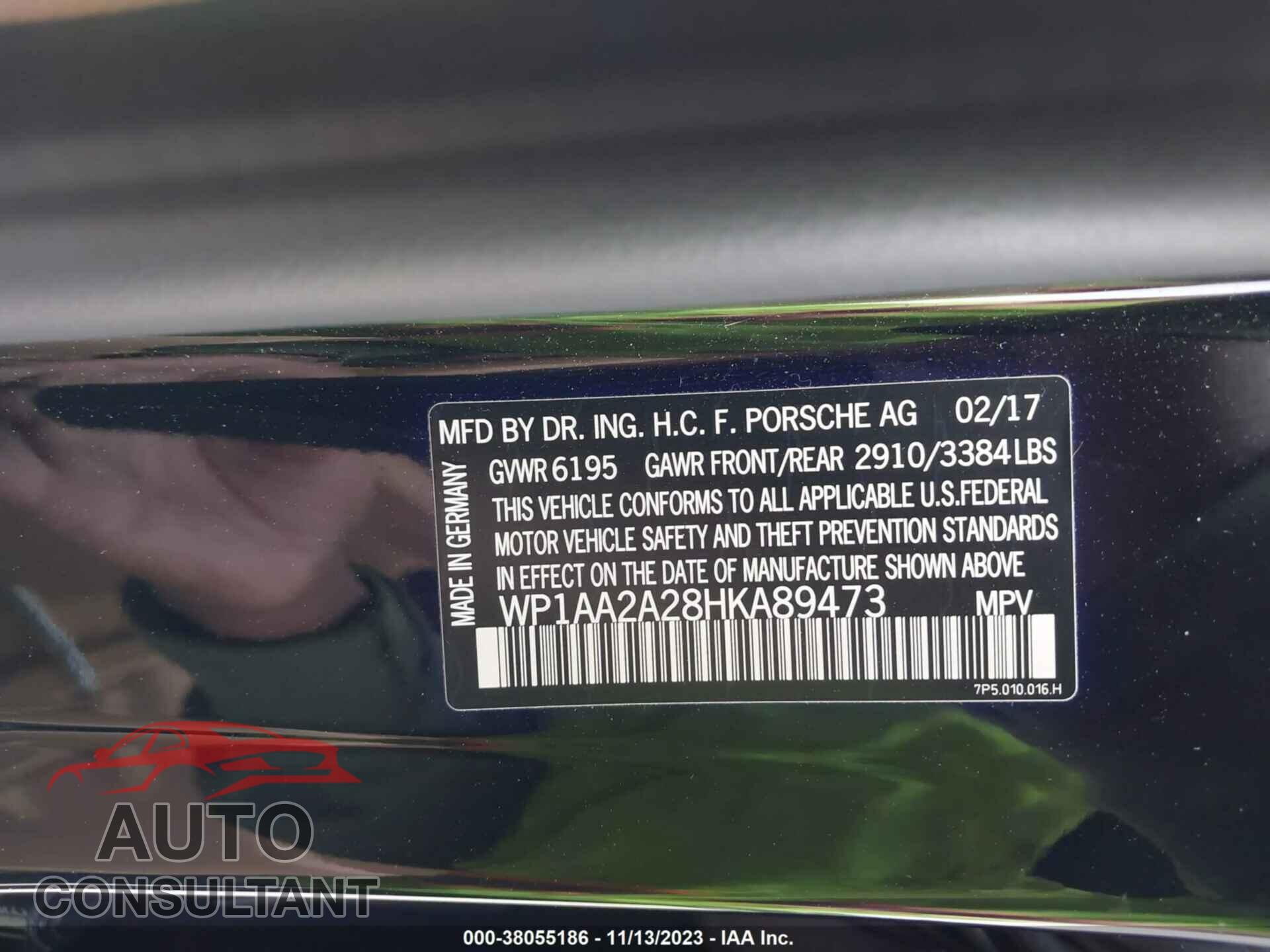 PORSCHE CAYENNE 2017 - WP1AA2A28HKA89473